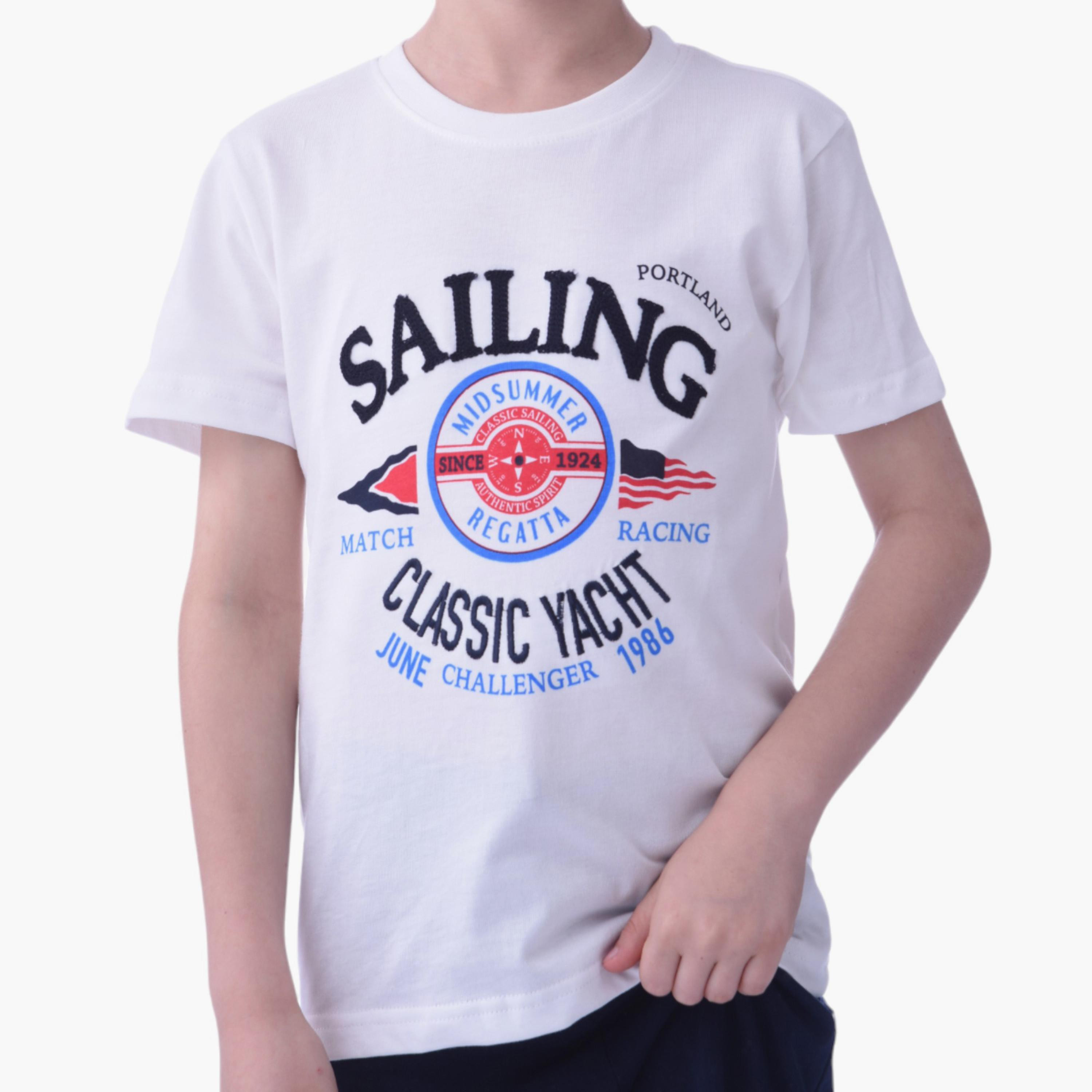 Victor and Jane Sailing Printed Short Sleeves T-Shirt & Shorts Set-boys-clothing-setsandcoords-image-5