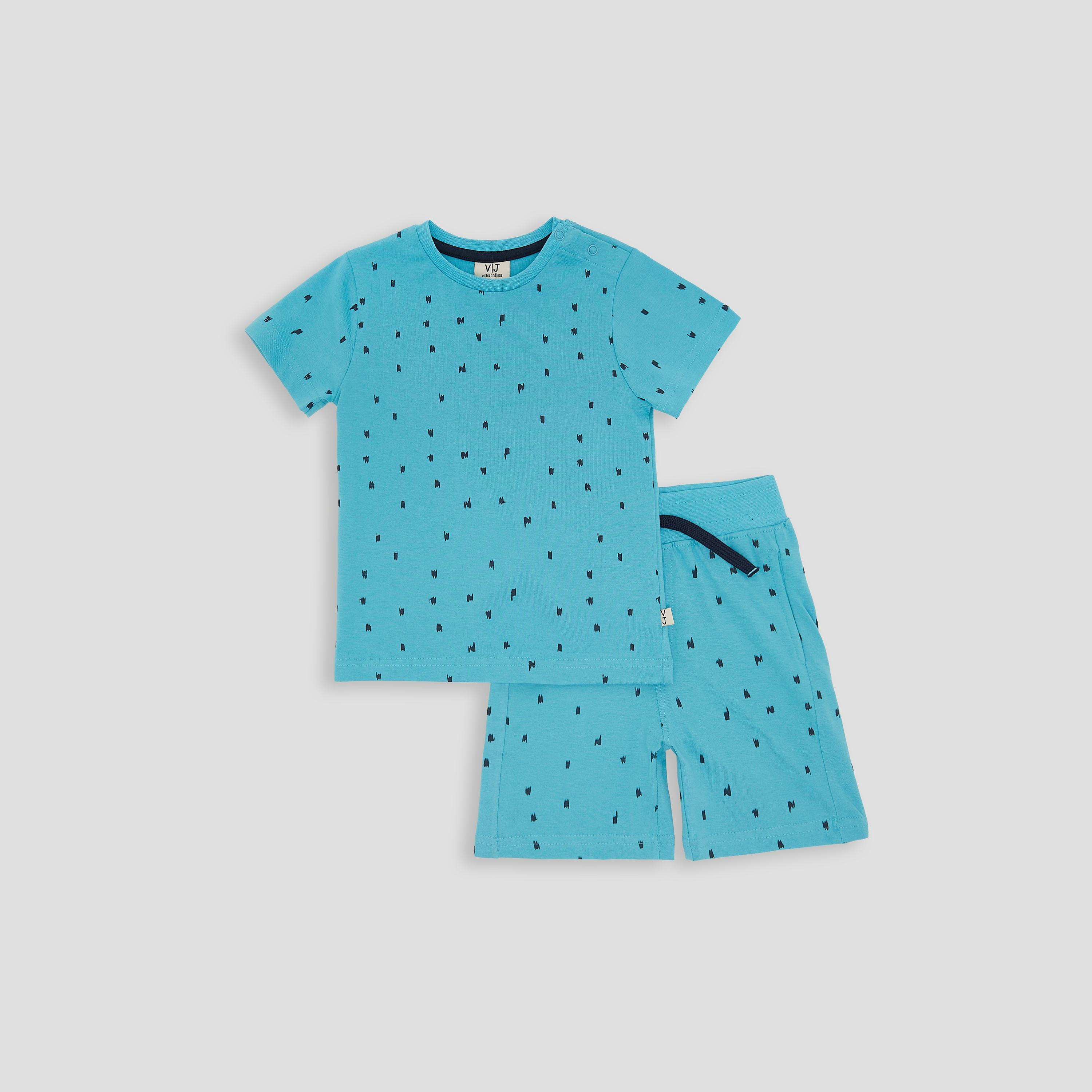Victor & Jane Printed Short Sleeves T-Shirt with Shorts-boys-clothing-setsandcoords-image-1