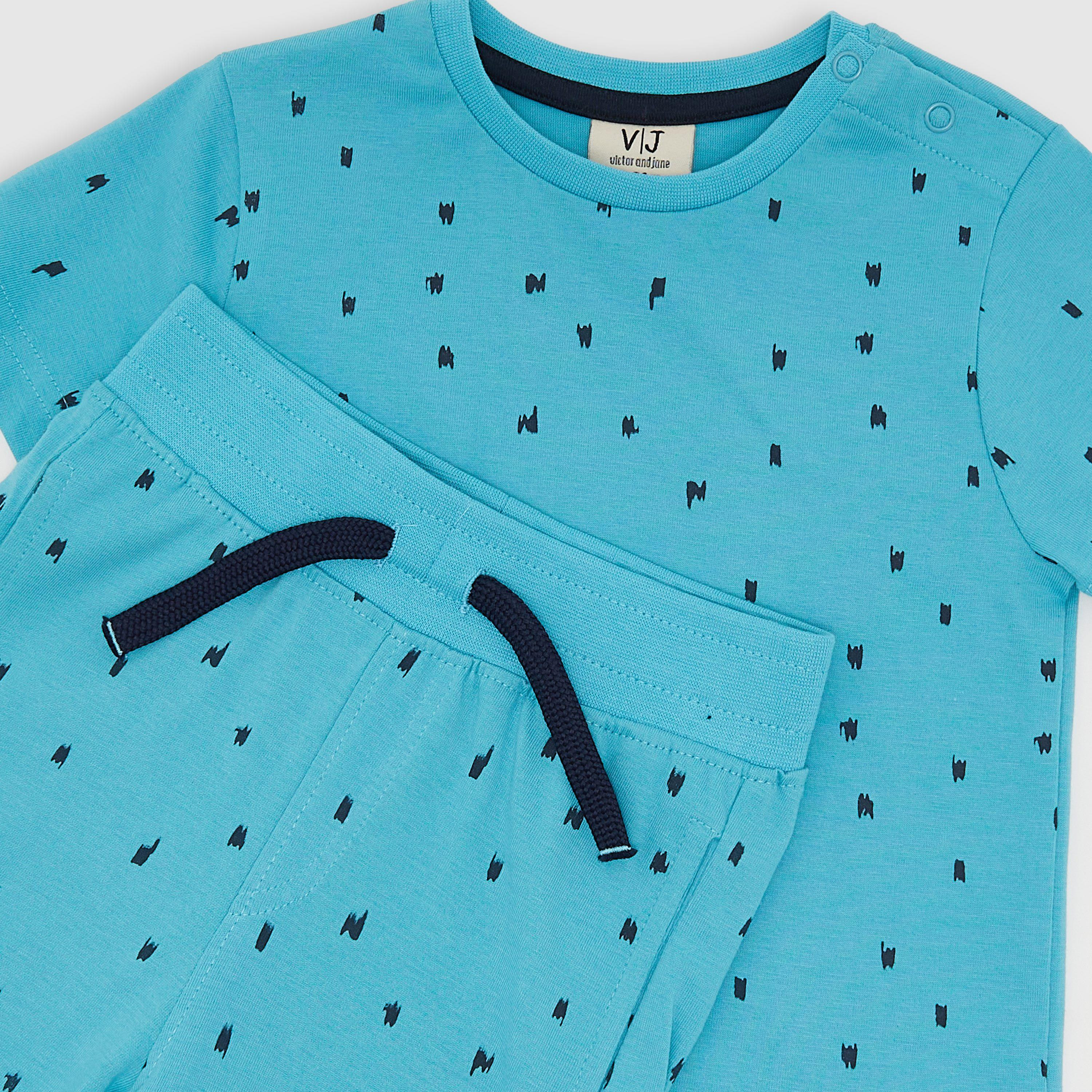 Victor & Jane Printed Short Sleeves T-Shirt with Shorts-boys-clothing-setsandcoords-image-5
