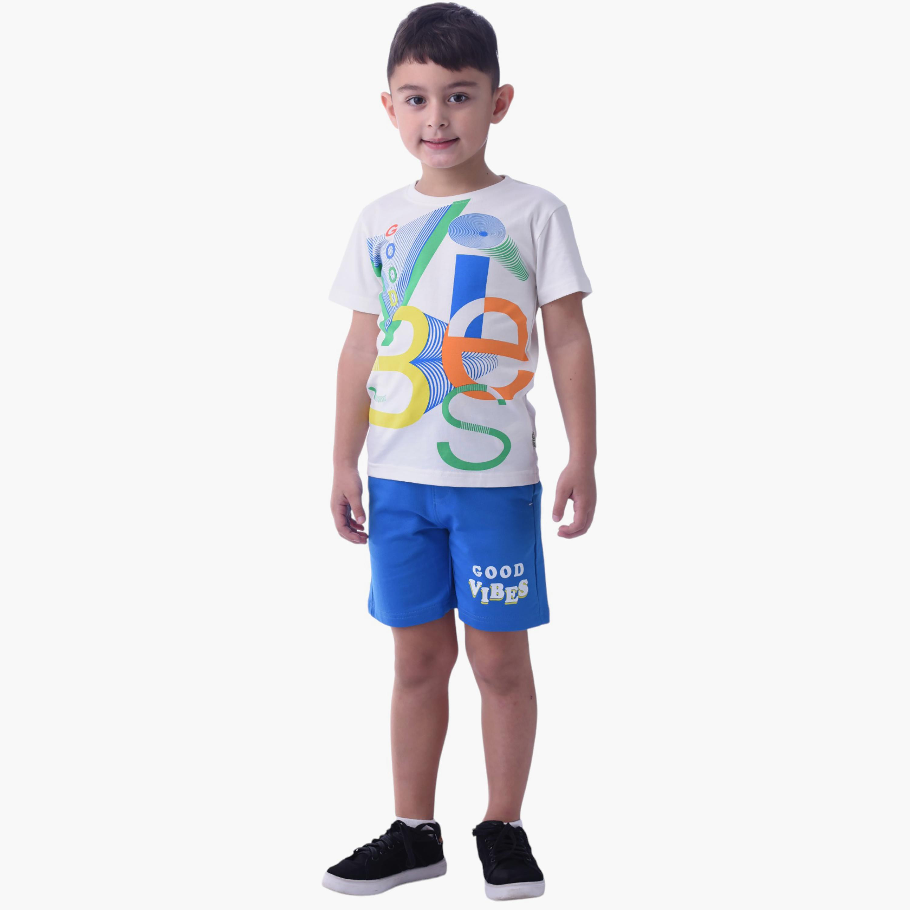 طقم تي شيرت وشورت  قطن 100% قطعتين مطبوع من فيكتور آند جين-boys-clothing-setsandcoords-image-1