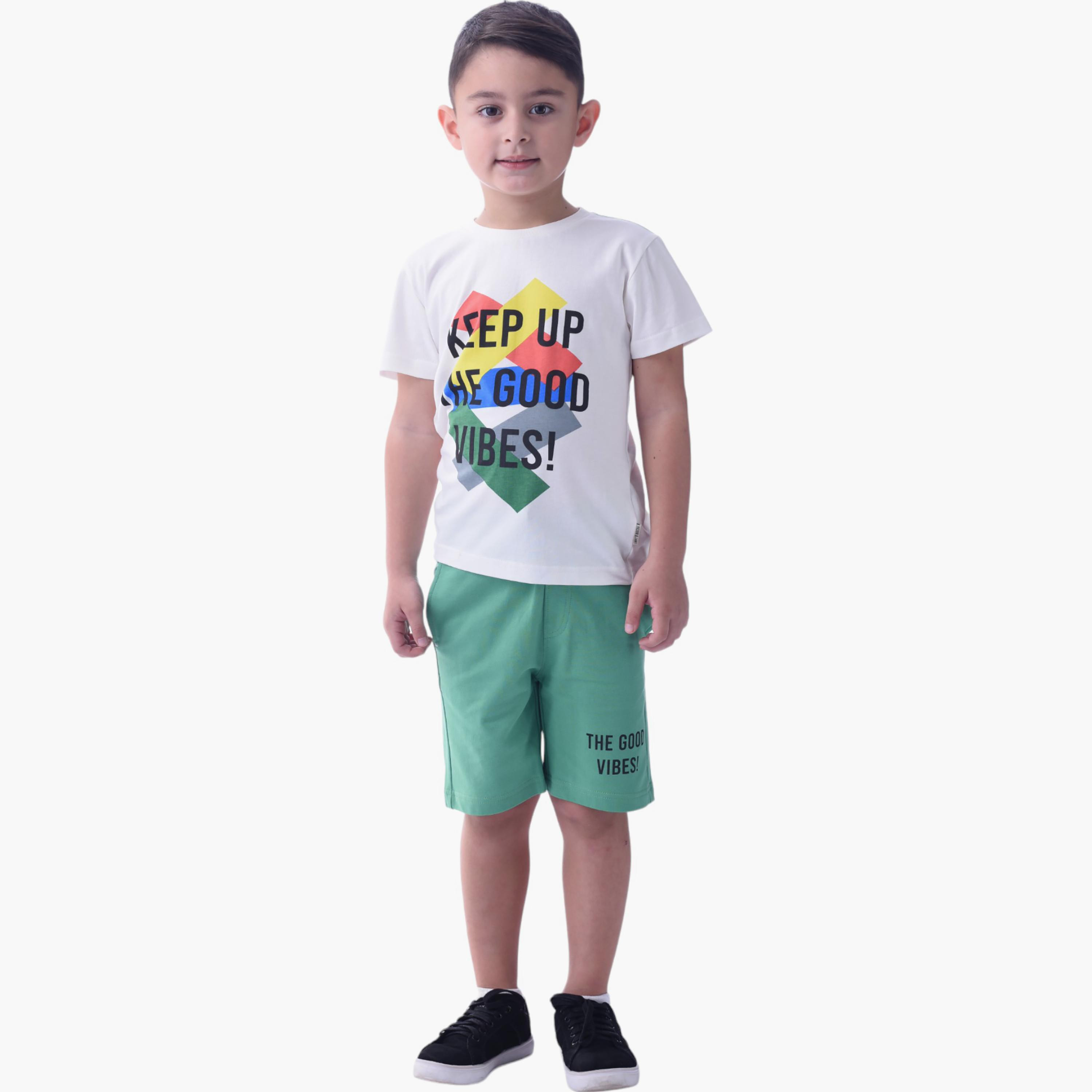 Victor and Jane 2-Piece Printed 100% Cotton T-Shirt & Shorts Set-boys-clothing-setsandcoords-image-1