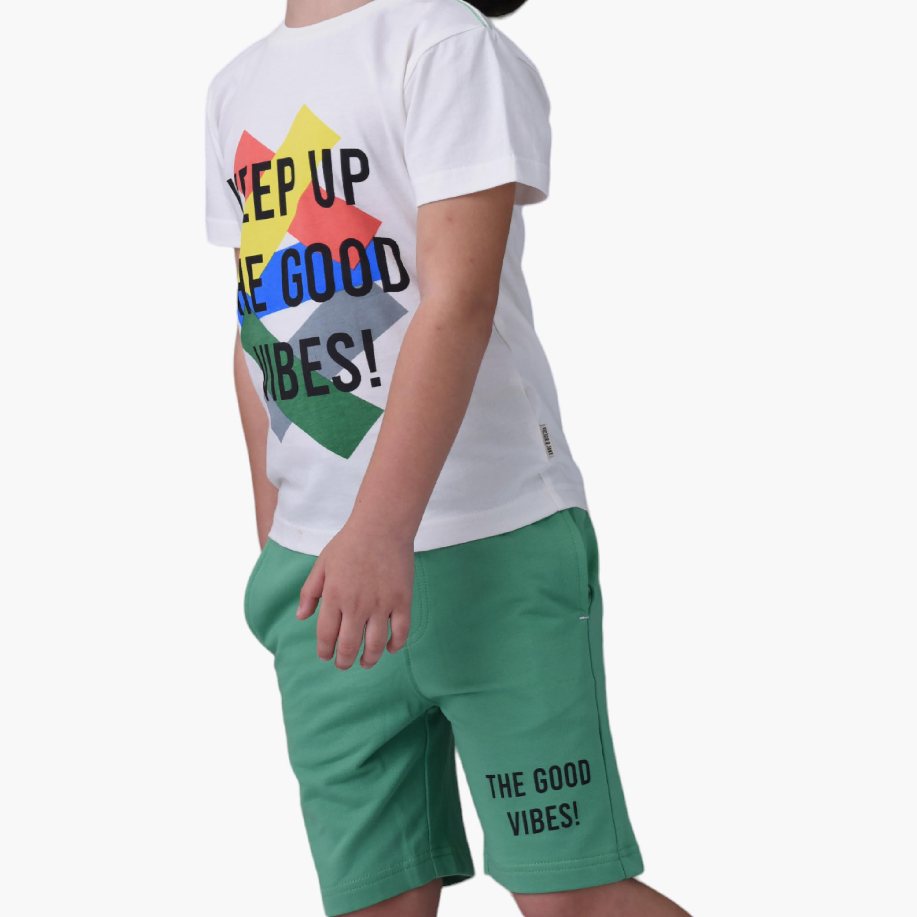 طقم تي شيرت وشورت  قطن 100% قطعتين مطبوع من فيكتور آند جين-boys-clothing-setsandcoords-image-4
