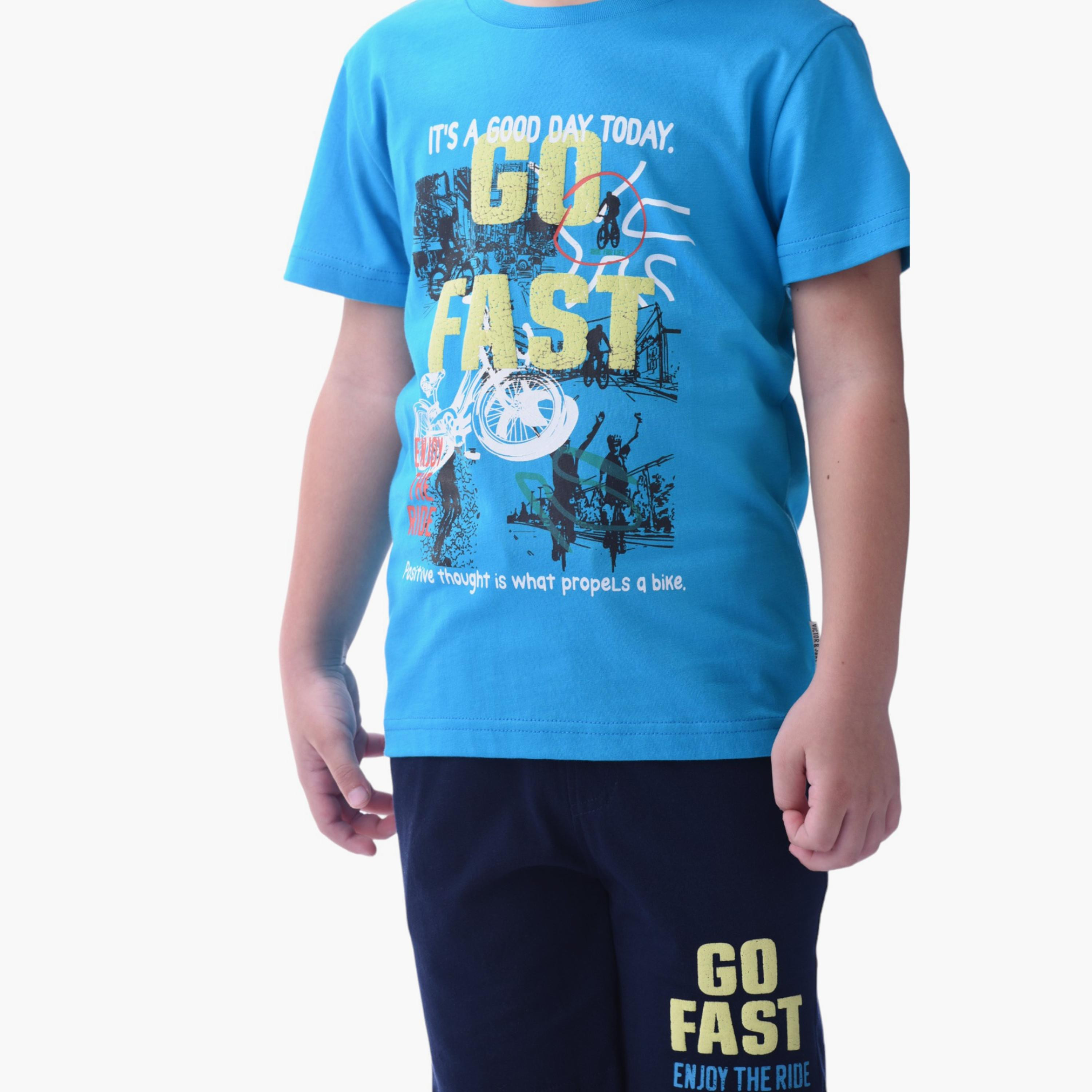 Victor and Jane 2-Piece Go Fast Printed 100% Cotton T-Shirt & Shorts Set-boys-clothing-setsandcoords-image-3