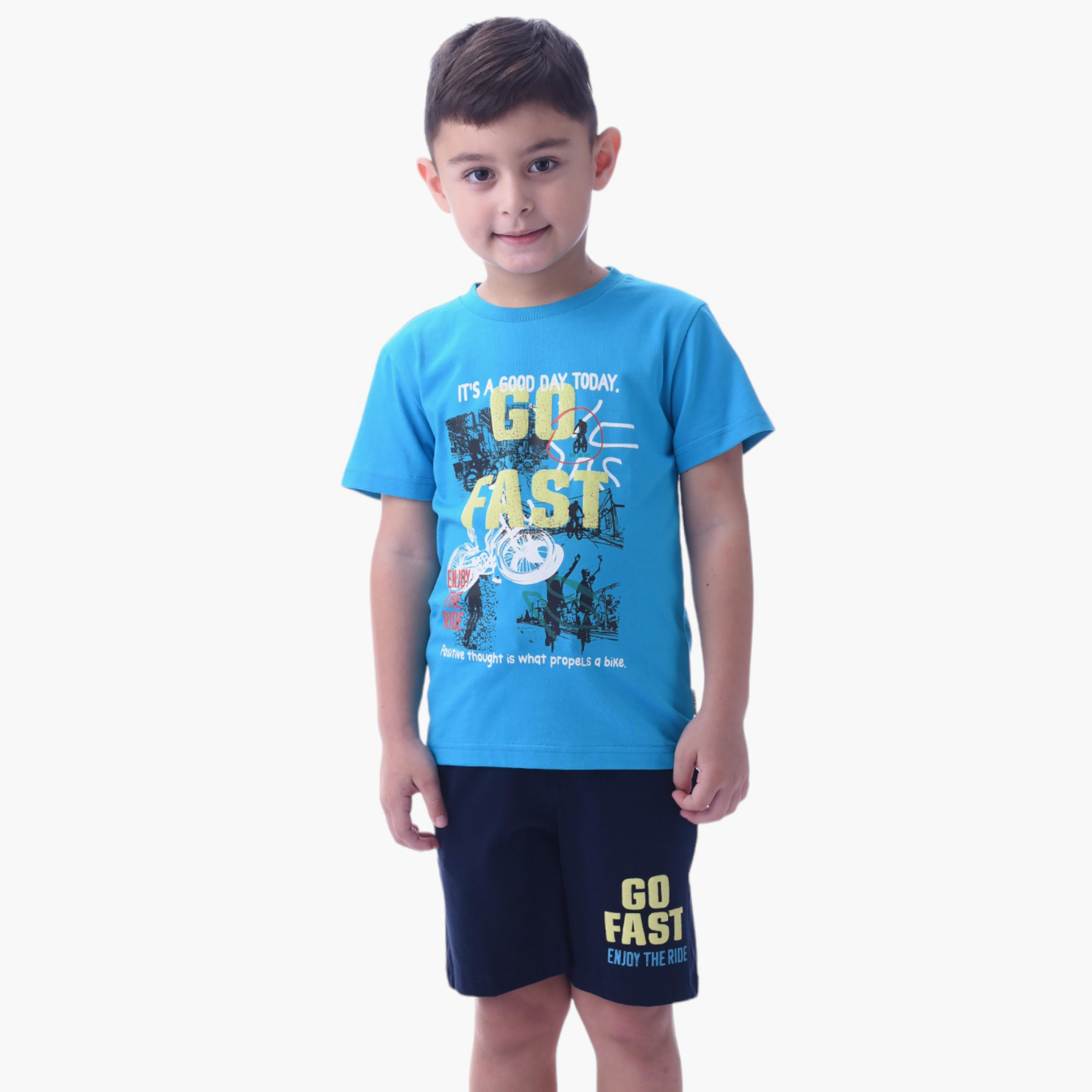 Victor and Jane 2-Piece Go Fast Printed 100% Cotton T-Shirt & Shorts Set-boys-clothing-setsandcoords-image-5
