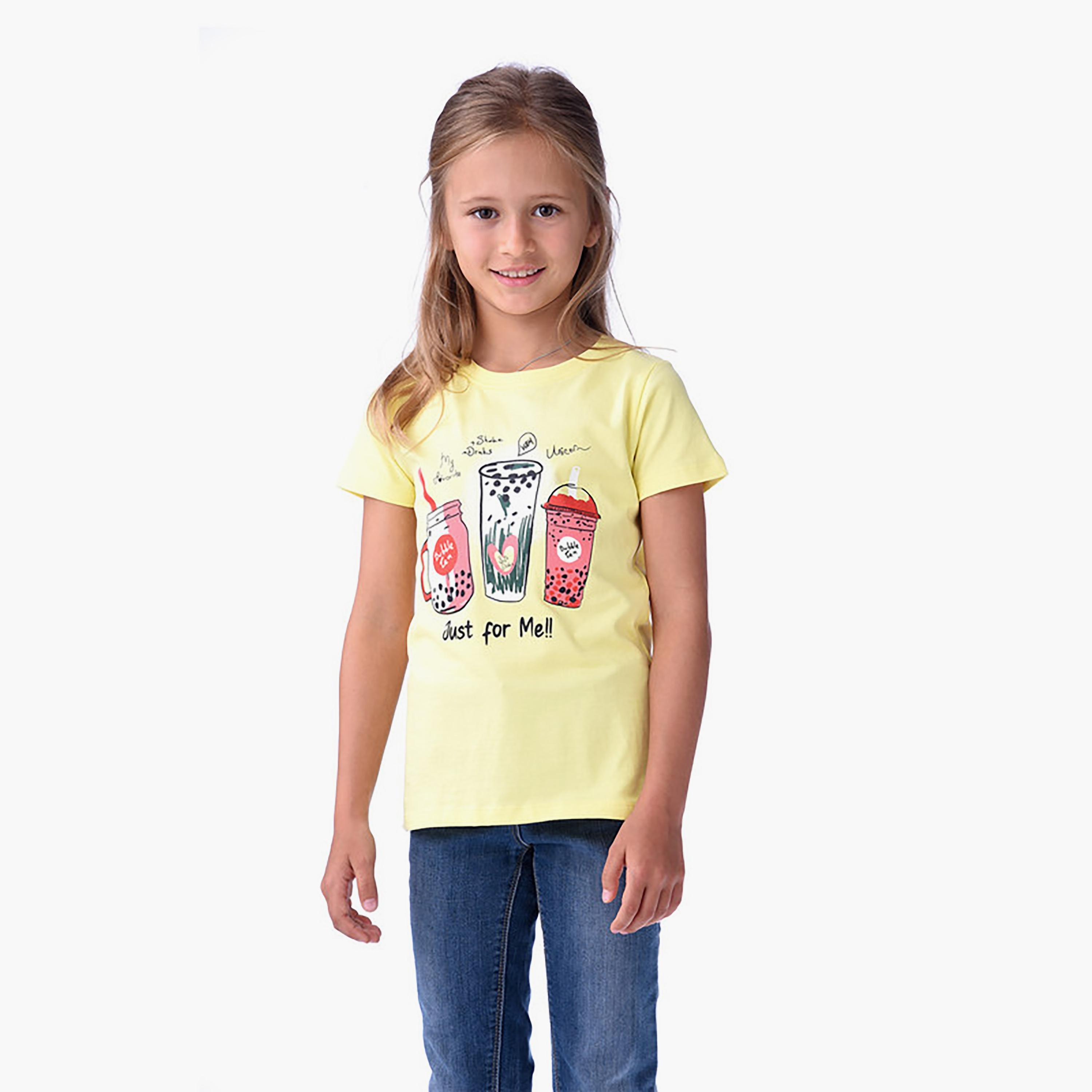 تيشيرت بأكمام قصيرة وطبعات من فيكتور اند جين-girls-clothing-tshirts-image-1