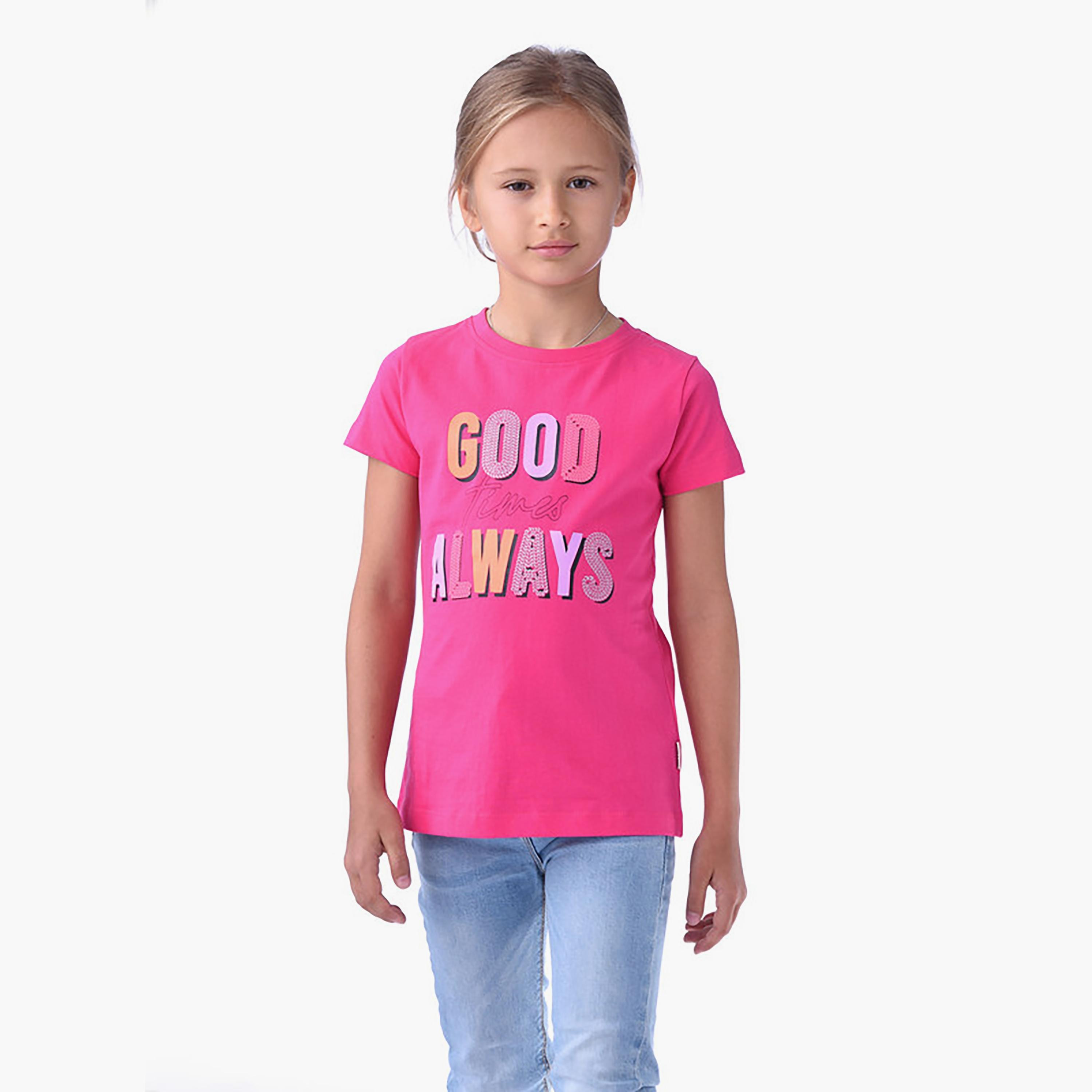 تيشيرت بأكمام قصيرة وطبعات من فيكتور اند جين-girls-clothing-tshirts-image-1
