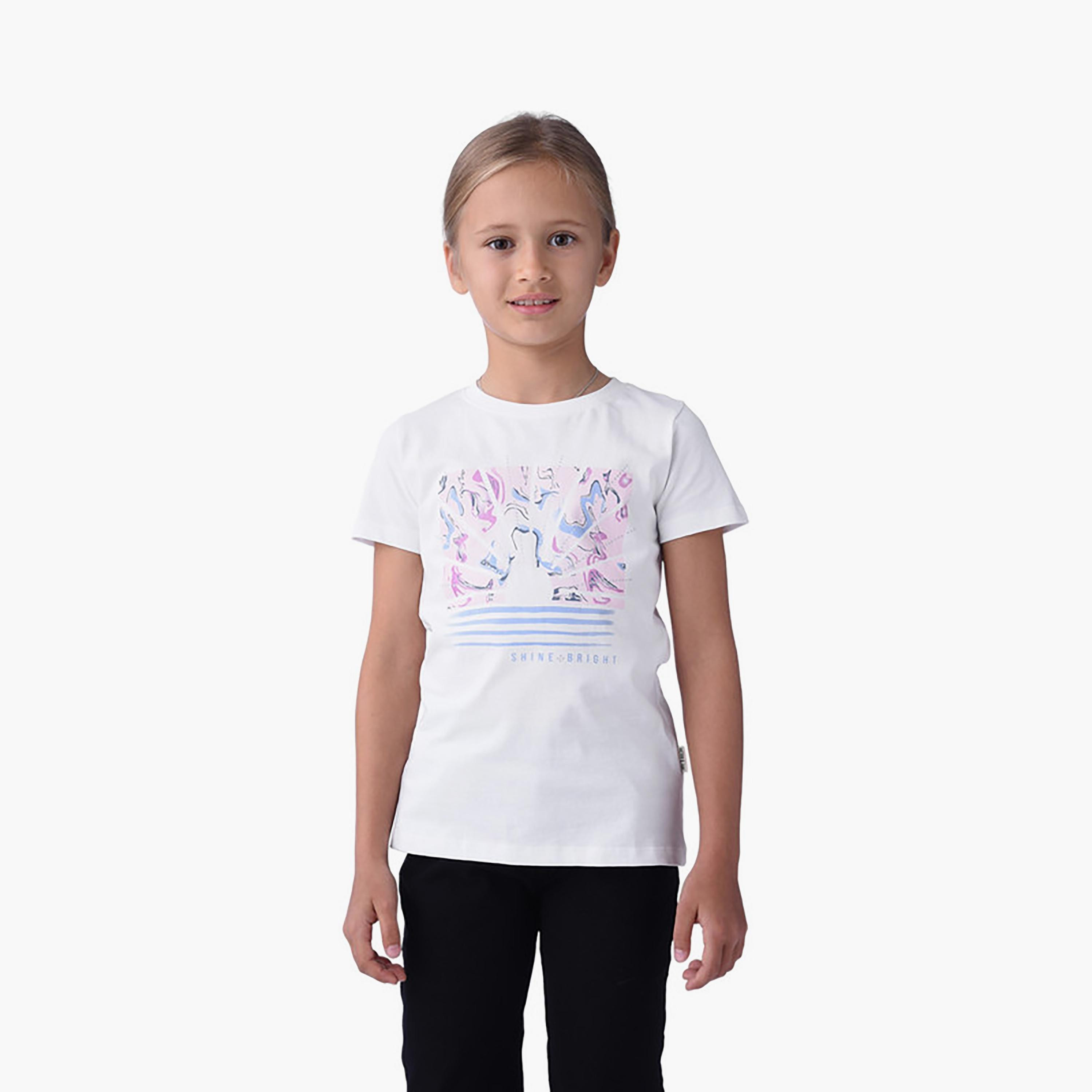 تيشيرت بأكمام قصيرة وطبعات من فيكتور اند جين-girls-clothing-tshirts-image-1