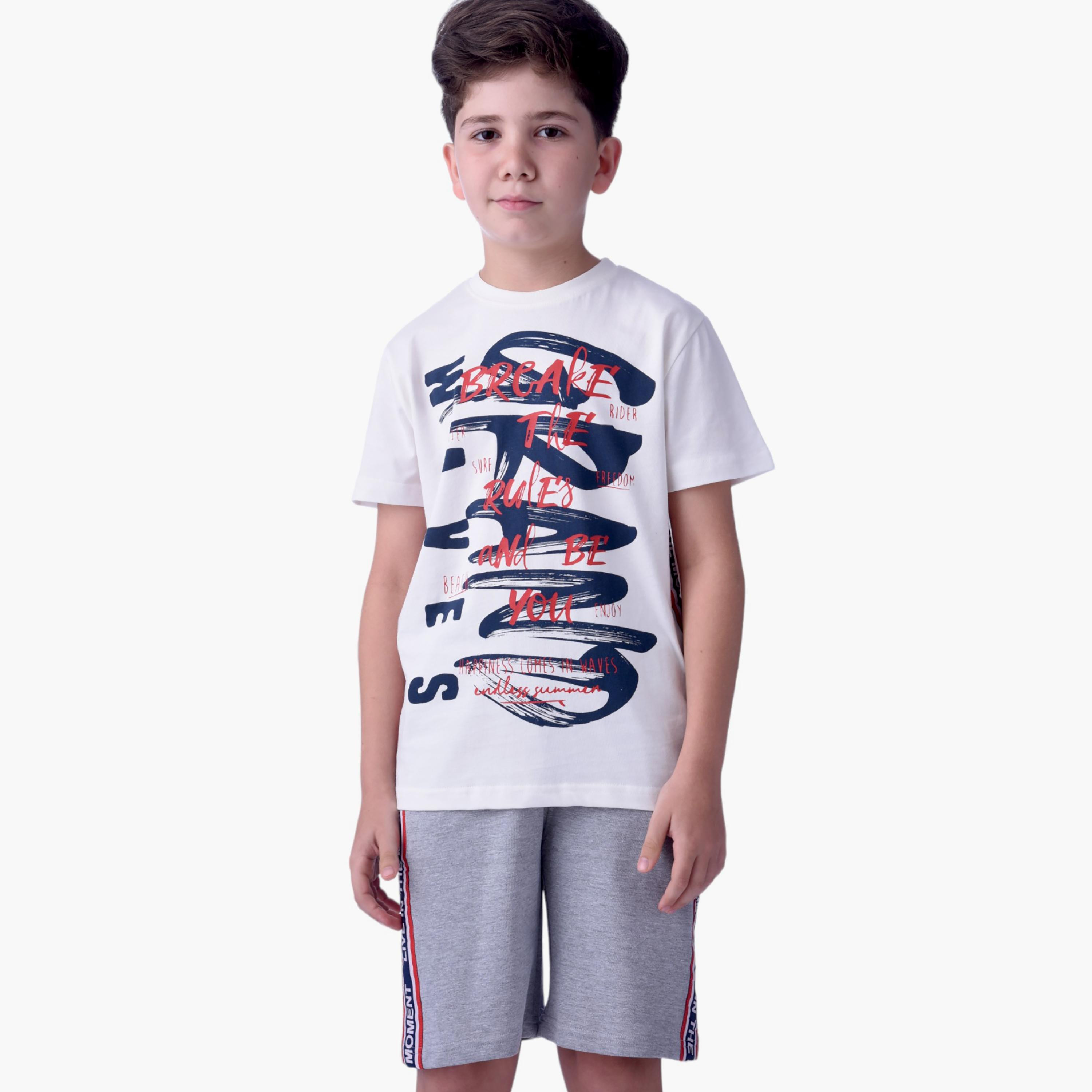 Victor and Jane Printed Short Sleeves T-Shirt & Shorts Set-boys-clothing-setsandcoords-image-1