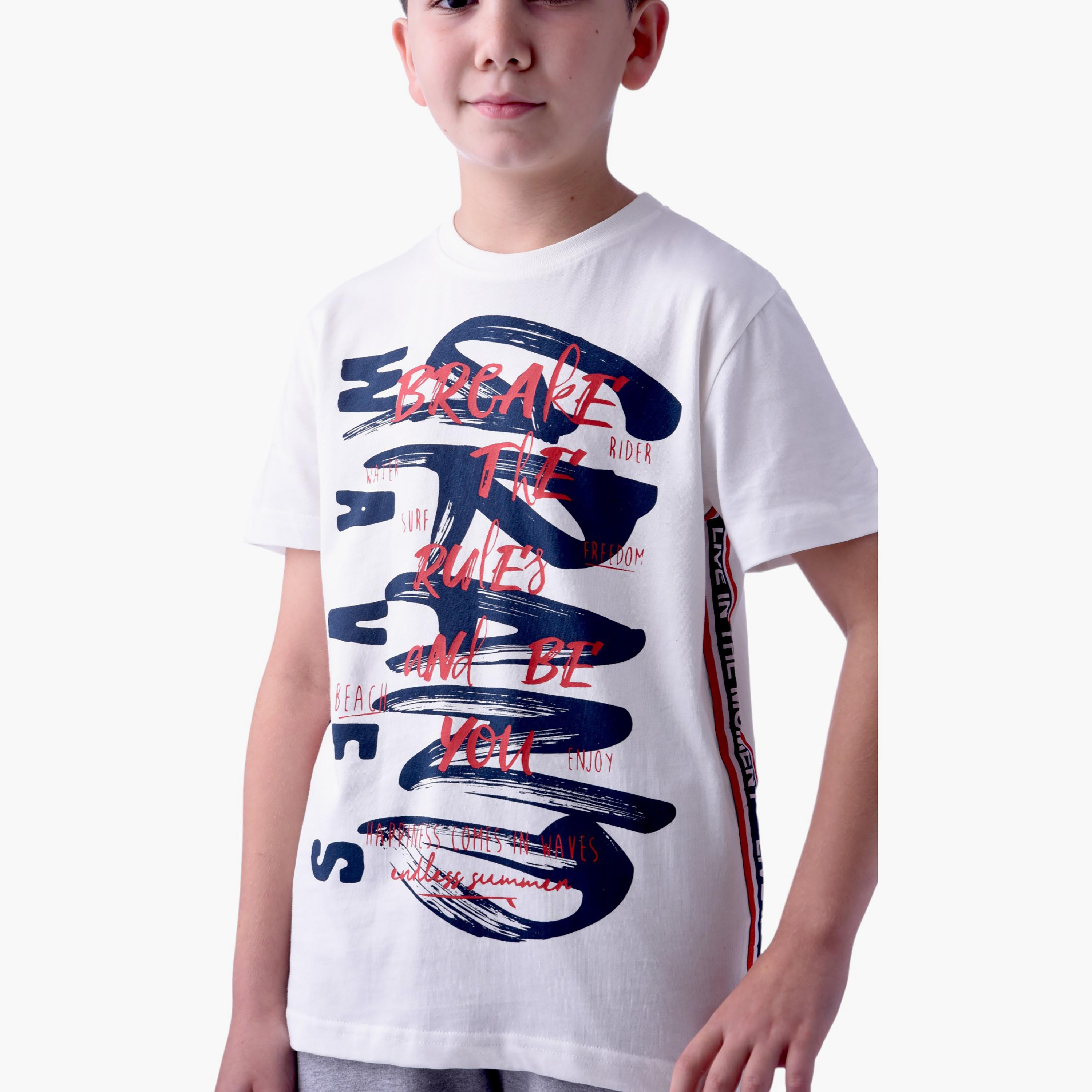طقم تي شيرت بأكمام قصيرة وشورت مطبوع من فيكتور اند جين-boys-clothing-setsandcoords-image-4
