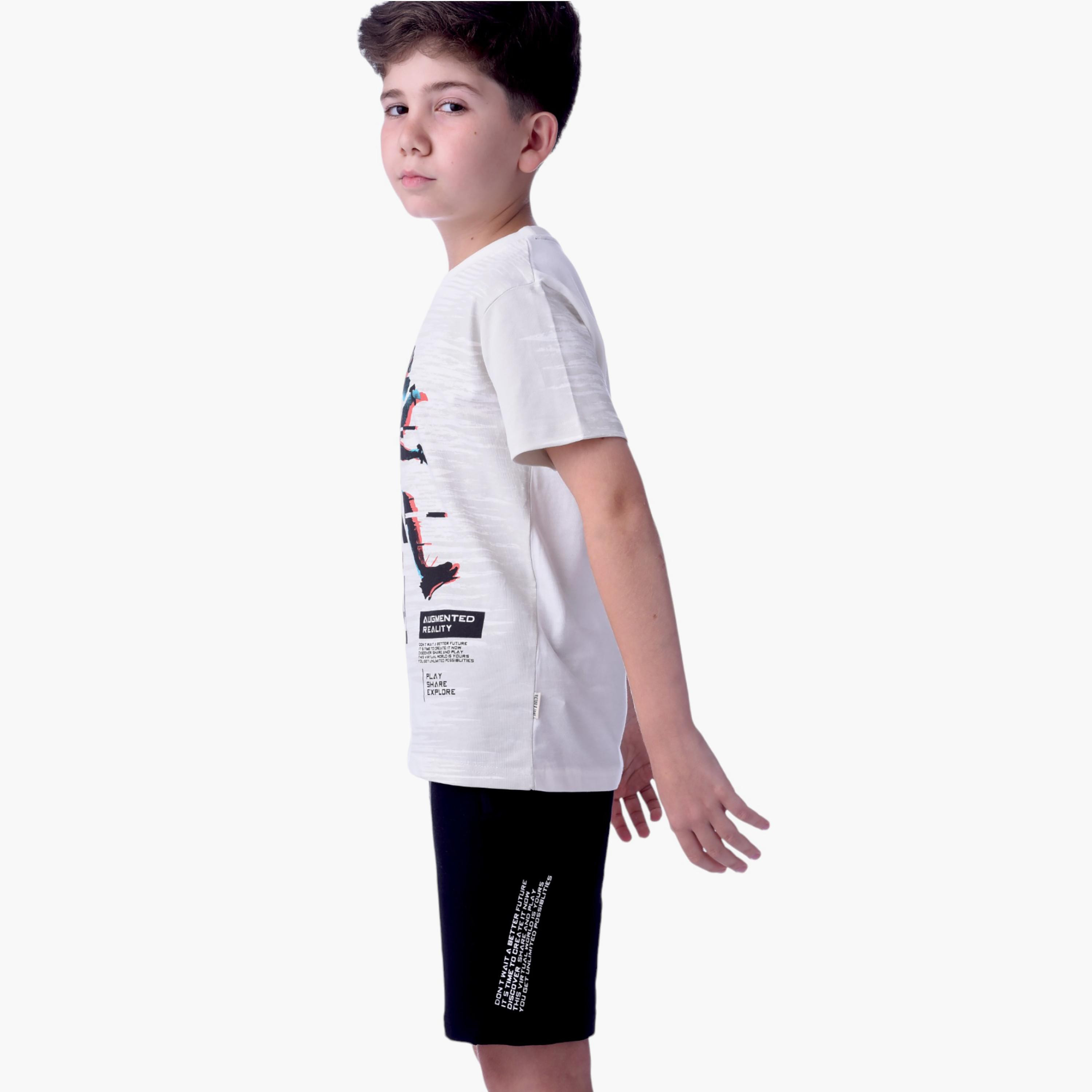 طقم تي شيرت بأكمام قصيرة وشورت بطبعة أندرووتر من فيكتور اند جين-boys-clothing-setsandcoords-image-2