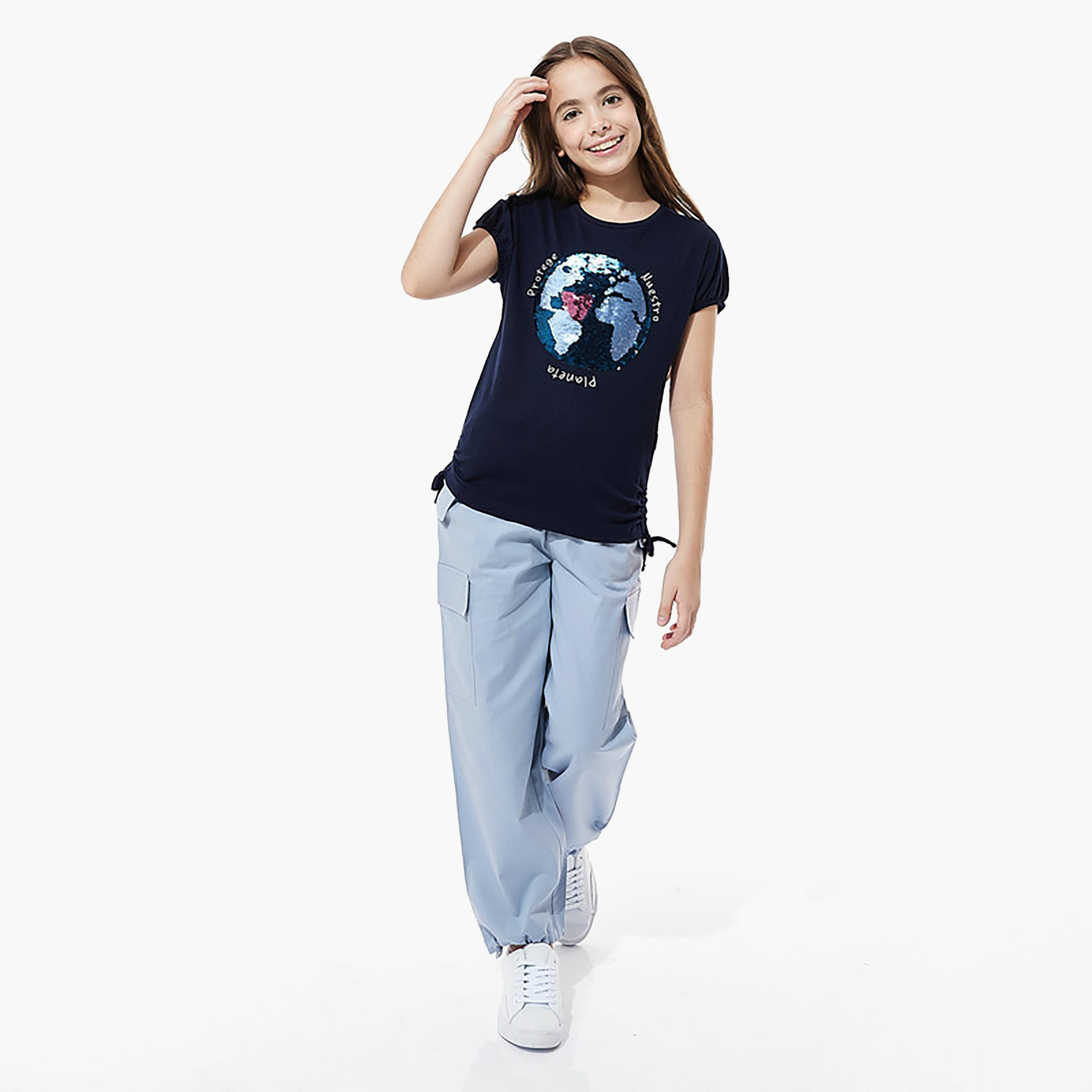 تيشيرت بأكمام قصيرة وبنطال بطبعات من فيكتور اند جين-girls-clothing-setsandcoords-image-1