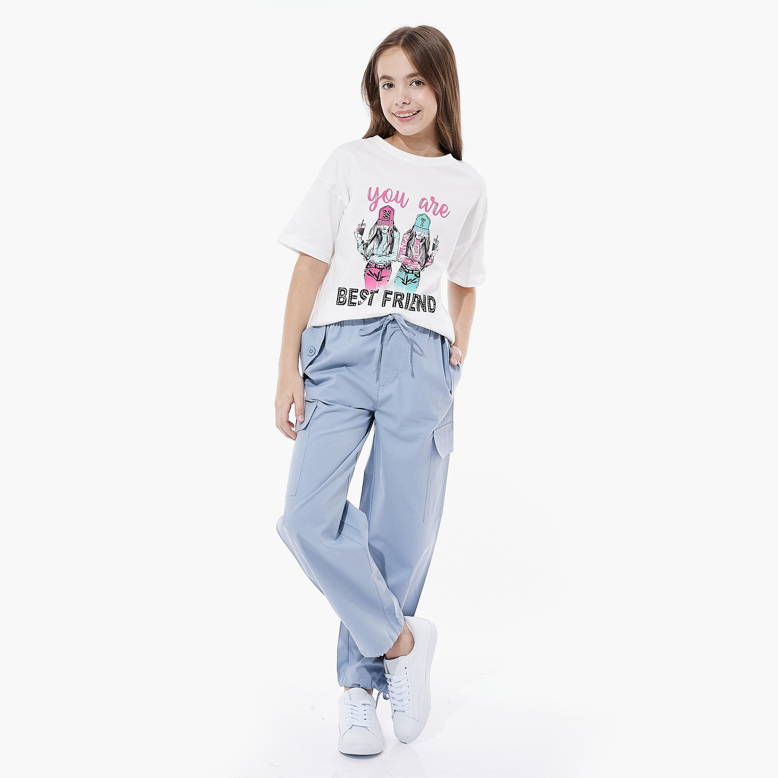 Victor and Jane Printed Short Sleeves T-Shirt with Pants-girls-clothing-setsandcoords-image-1