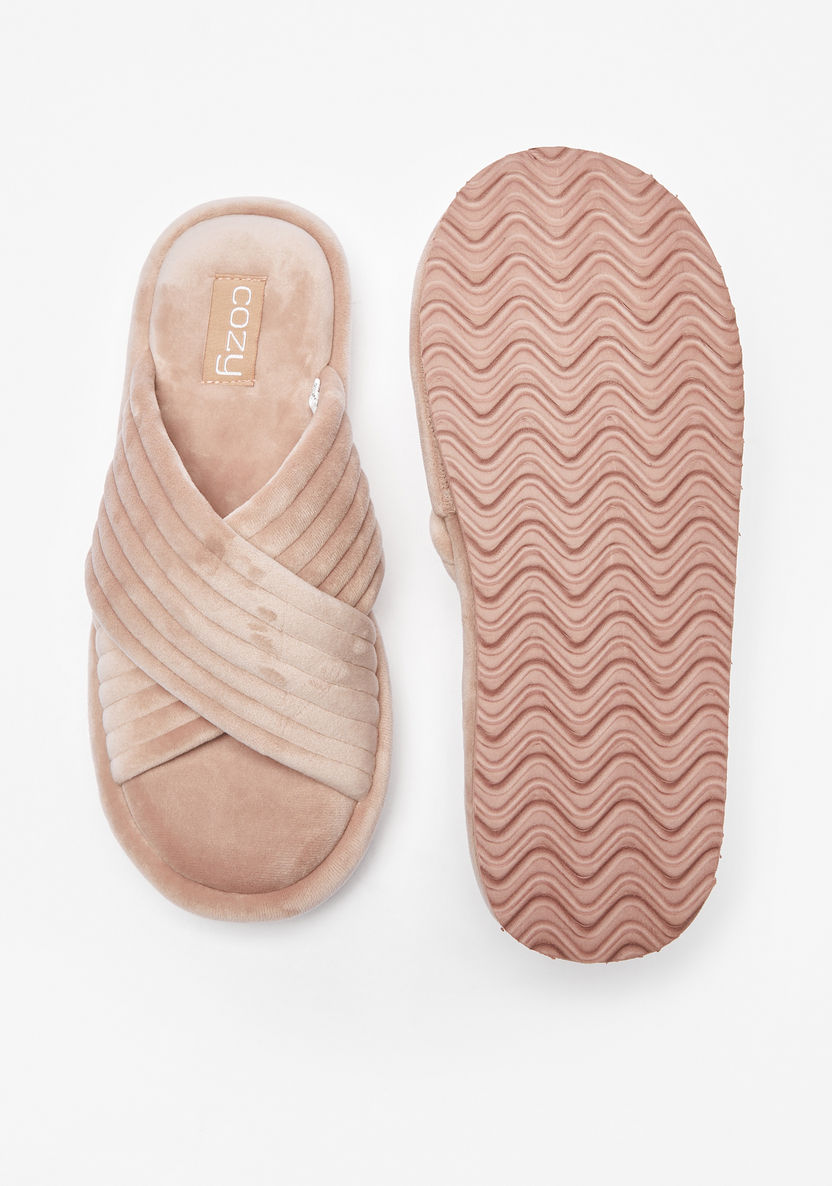 Cozy Quilted Crossover Strap Slip-On Bedroom Slides-Women%27s Bedroom Slippers-image-3