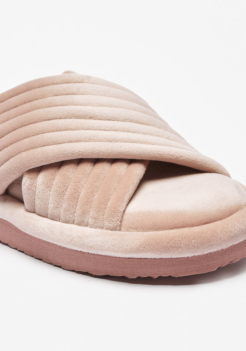 Cozy Quilted Crossover Strap Slip-On Bedroom Slides-Women%27s Bedroom Slippers-image-4
