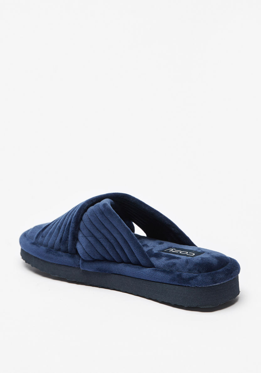 Cozy Quilted Crossover Strap Slip-On Bedroom Slides-Women%27s Bedroom Slippers-image-1