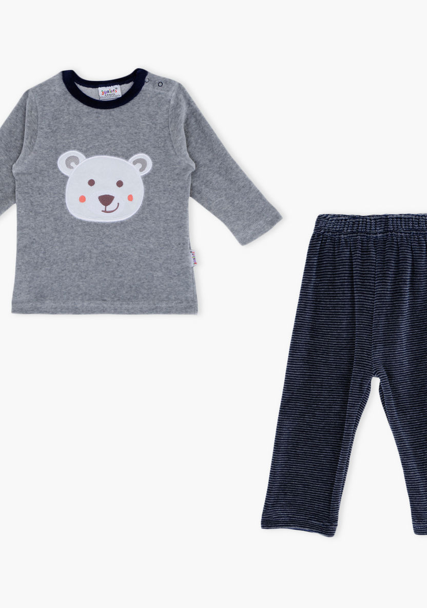 Juniors Embroidered T-shirt and Pyjama Set-Pyjama Sets-image-0