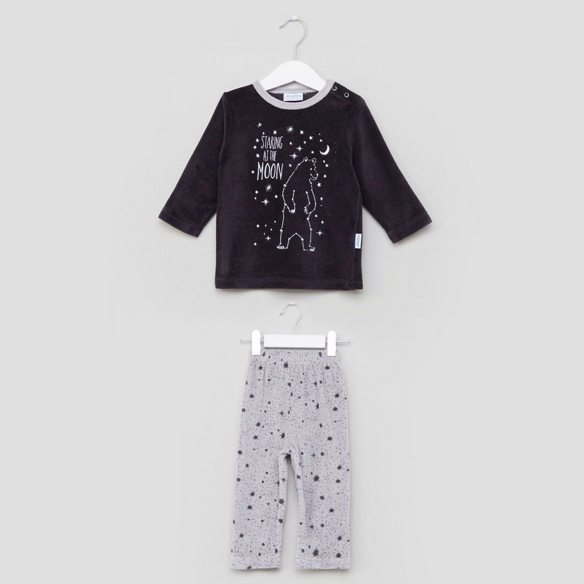 Juniors Long Sleeves T-shirt and Printed Pyjama Set-Pyjama Sets-image-0