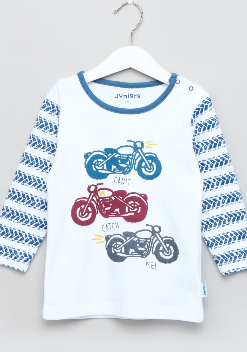Juniors Printed Long Sleeves T-shirt and Pyjama Set-Pyjama Sets-image-1