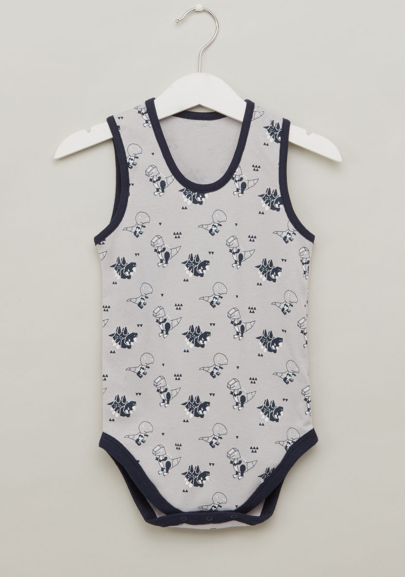 Juniors Printed Sleeveless Bodysuit with Scoop Neck - Set of 3-Bodysuits-image-5