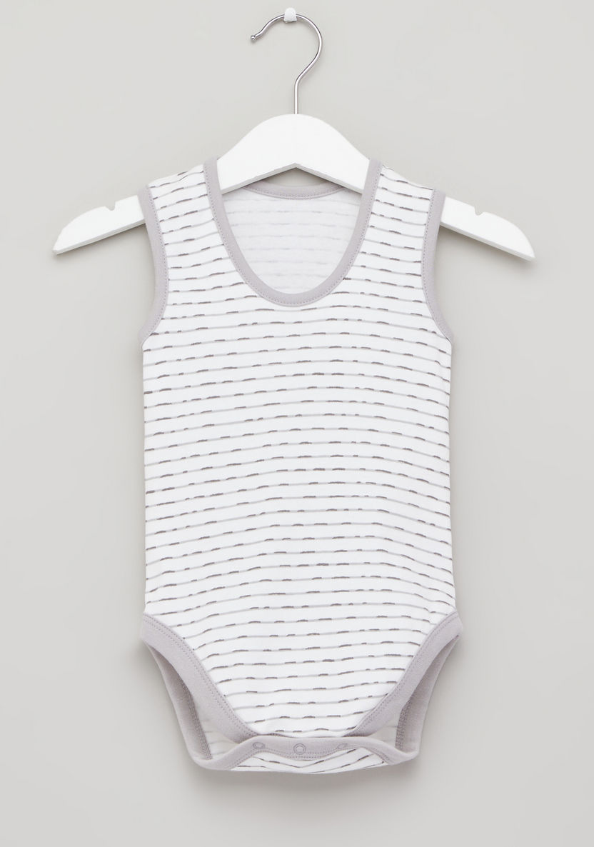 Juniors Printed Sleeveless Bodysuit with Round Neck - Set of 3-Bodysuits-image-4