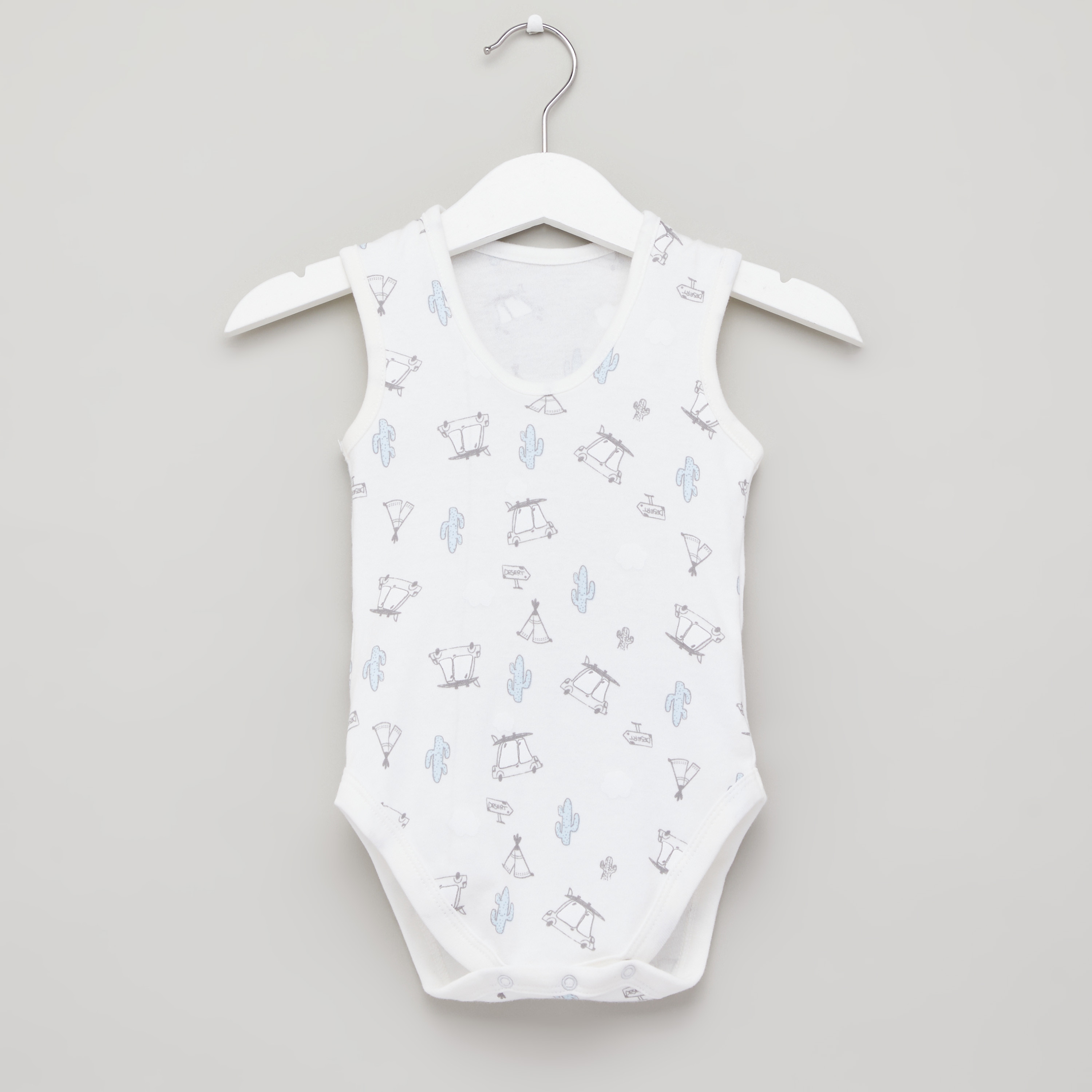 Juniors Printed Sleeveless Bodysuit with Round Neck - Set of 3-baby-boys-clothing-bodysuits-image-6