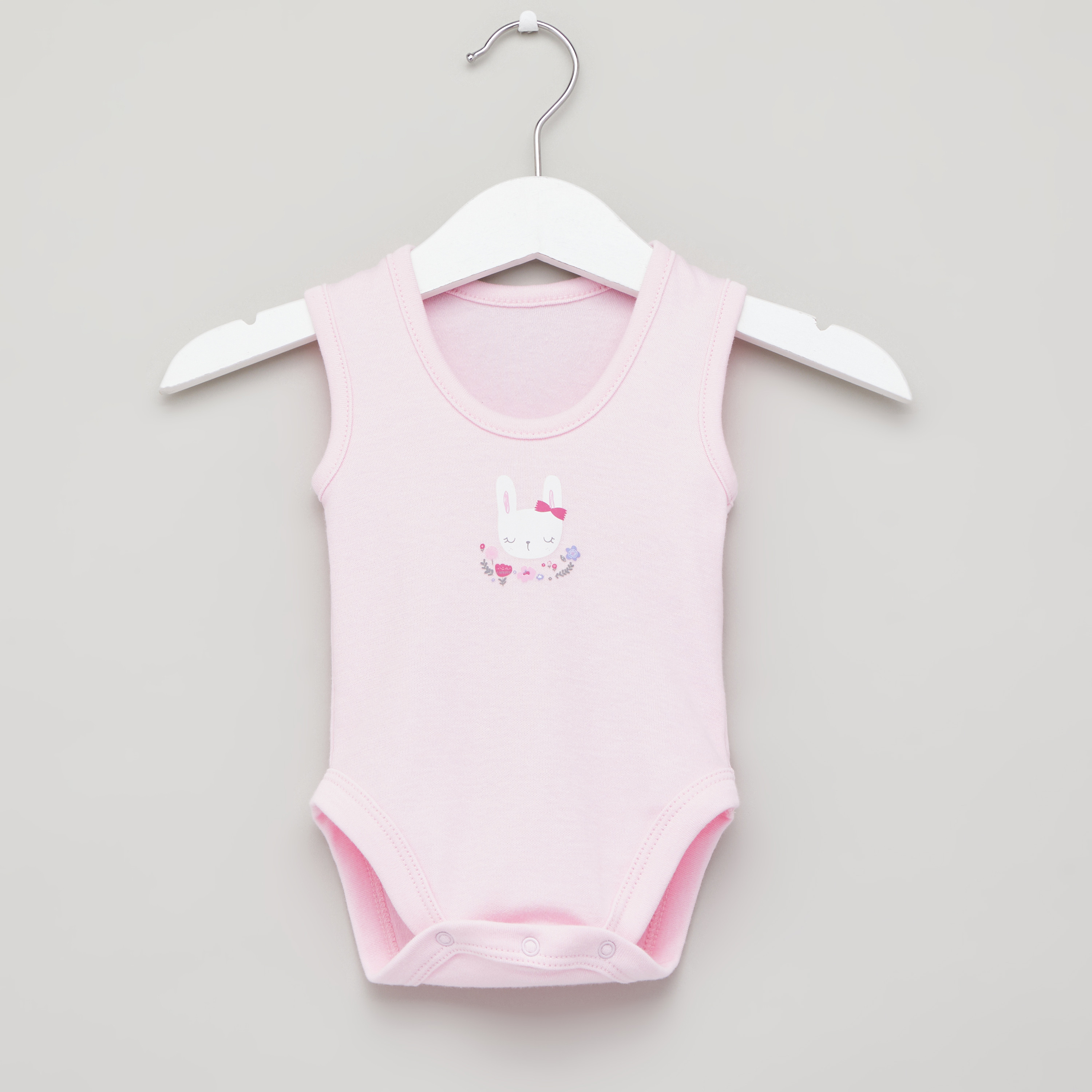 Juniors Printed Sleeveless Bodysuit with Round Neck - Set of 3-baby-girls-clothing-bodysuits-image-2