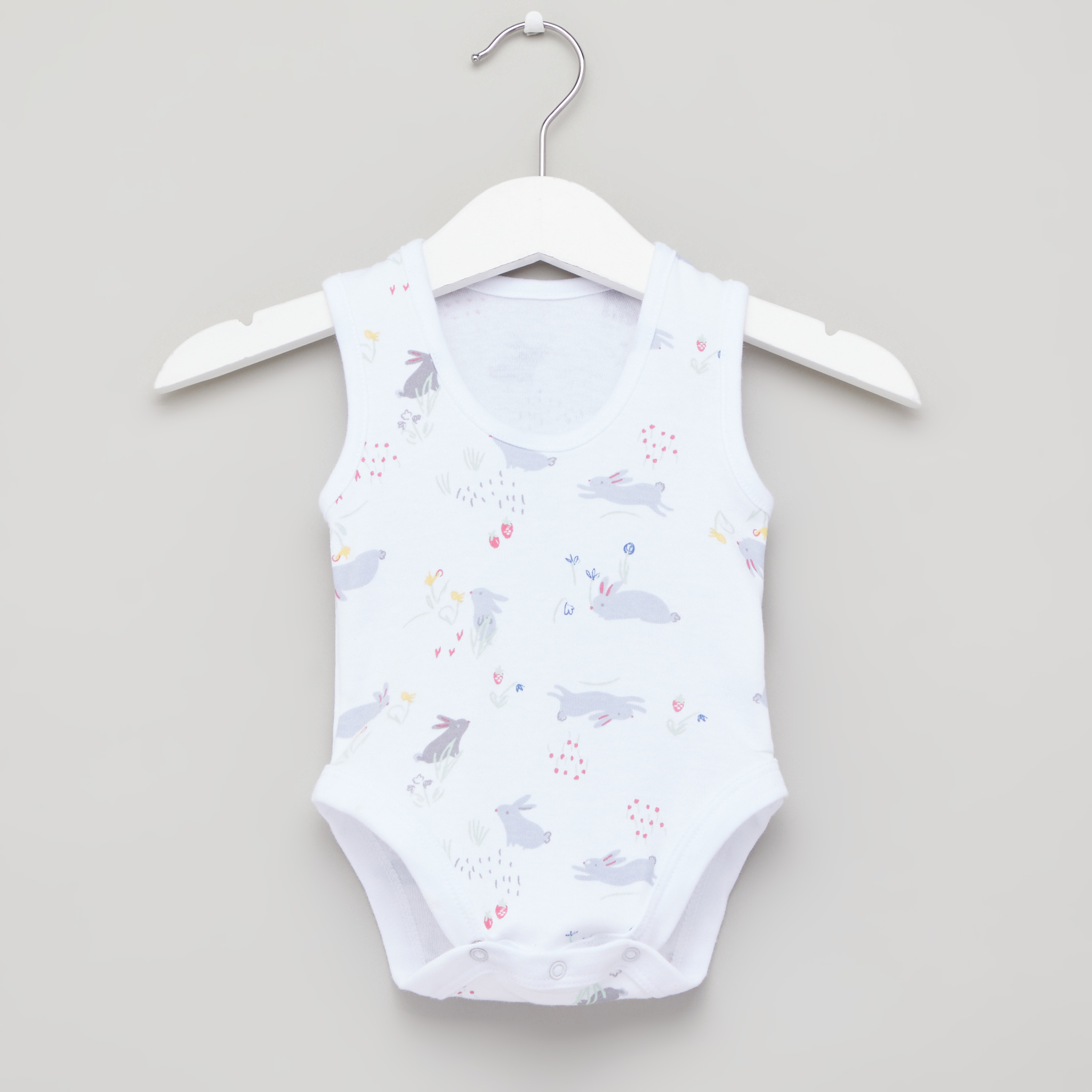 Juniors Printed Sleeveless Bodysuit with Round Neck - Set of 3-baby-girls-clothing-bodysuits-image-5