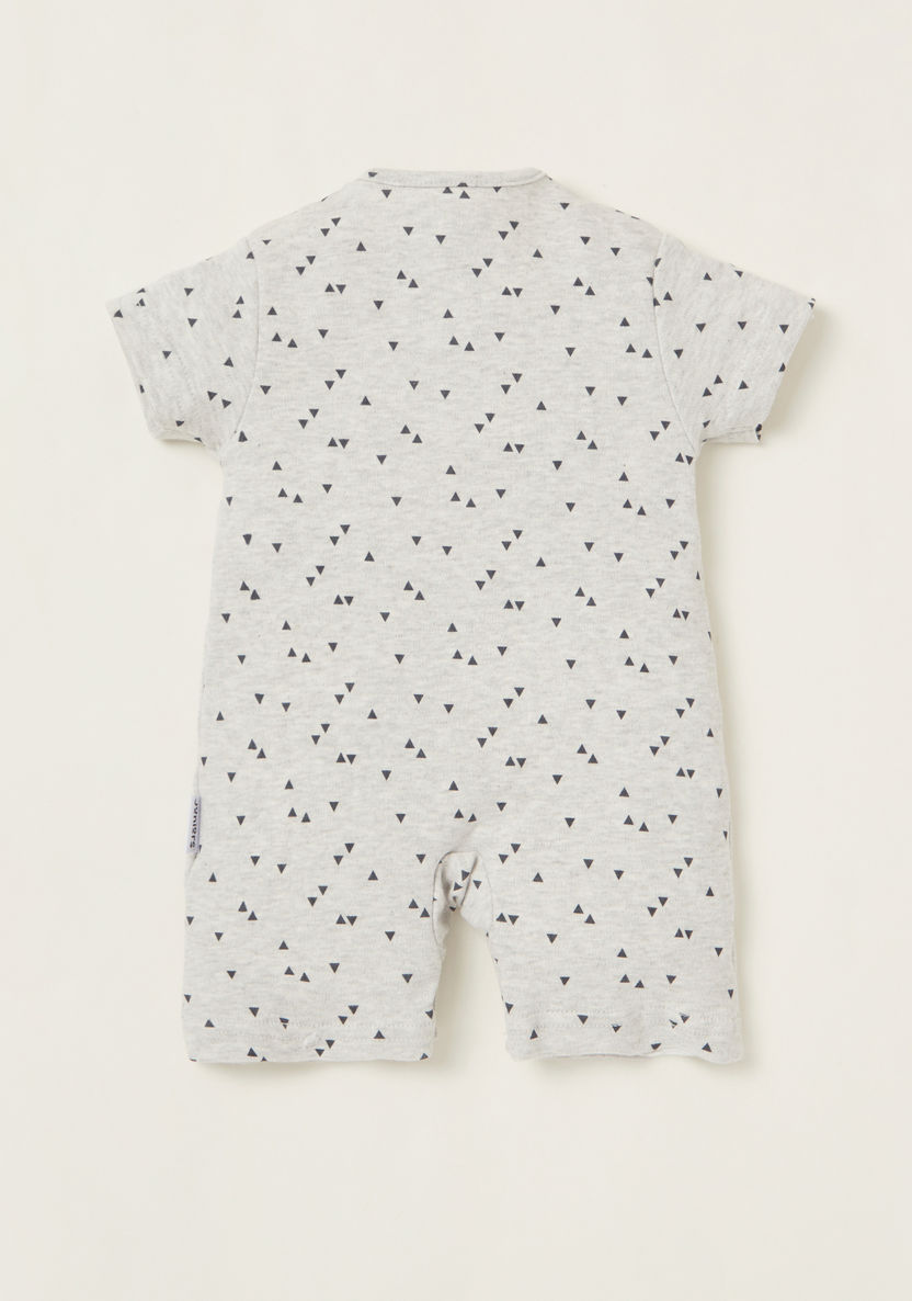Juniors Print Romper with Round Neck and Short Sleeves-Rompers%2C Dungarees and Jumpsuits-image-2