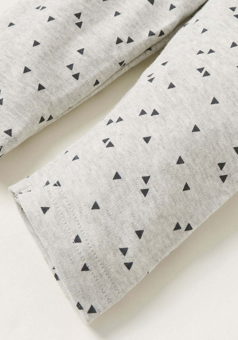 Juniors Textured T-shirt and Triangle Print Pyjama Set-Pyjama Sets-image-4