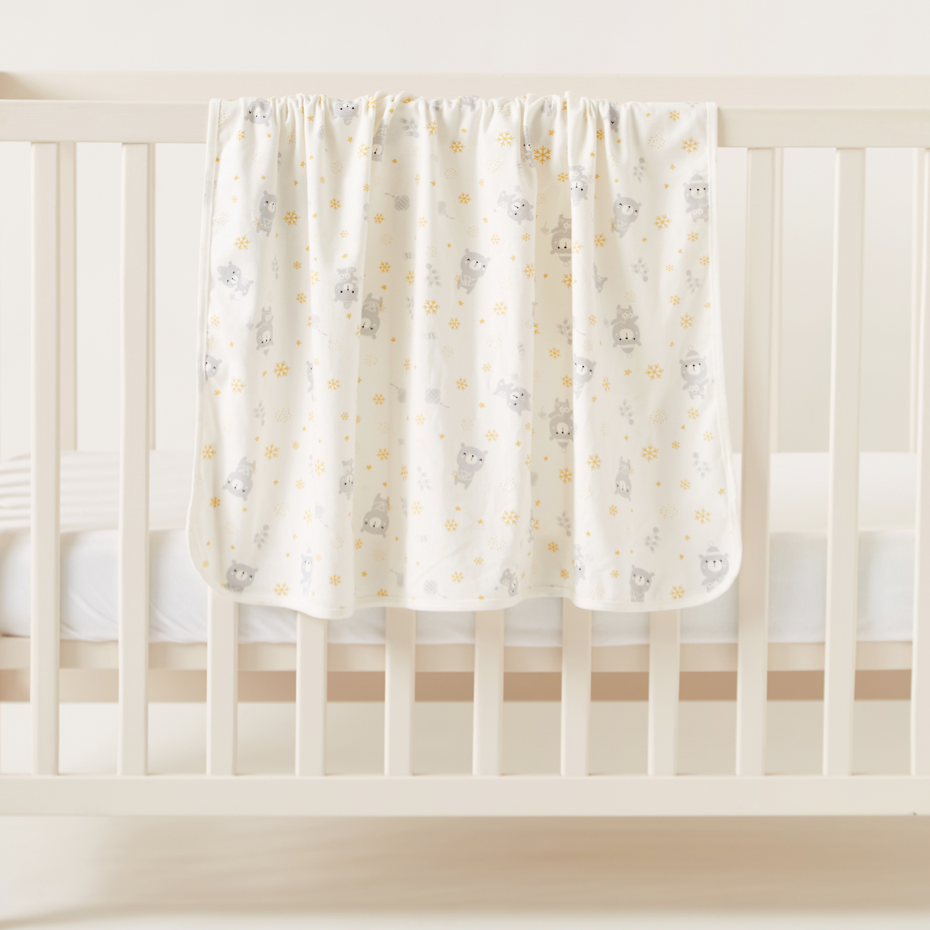 Juniors All-Over Printed Receiving Blanket with Hood and Embroidery - 81 x 81 cms-baby-nursery-blanketsandswaddles-receivingblankets-image-2