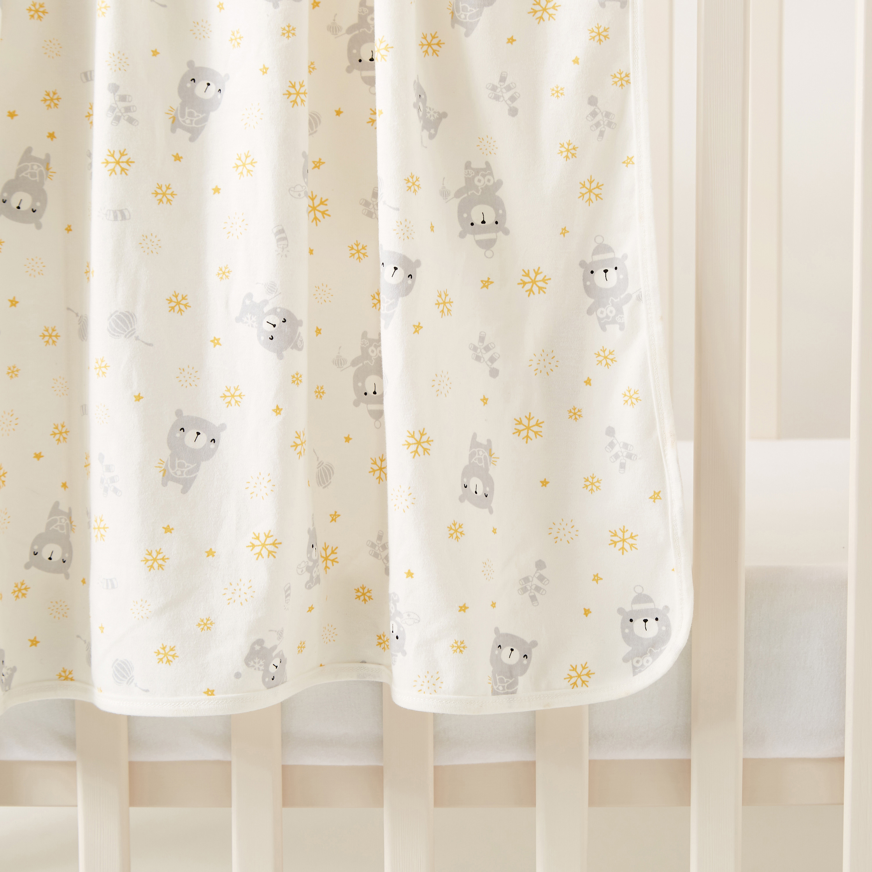 Juniors All-Over Printed Receiving Blanket with Hood and Embroidery - 81 x 81 cms-baby-nursery-blanketsandswaddles-receivingblankets-image-5