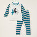 Juniors Embroidered T-shirt with Long Sleeves and Striped Pyjama Set-Pyjama Sets-thumbnail-0