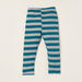 Juniors Embroidered T-shirt with Long Sleeves and Striped Pyjama Set-Pyjama Sets-thumbnail-2