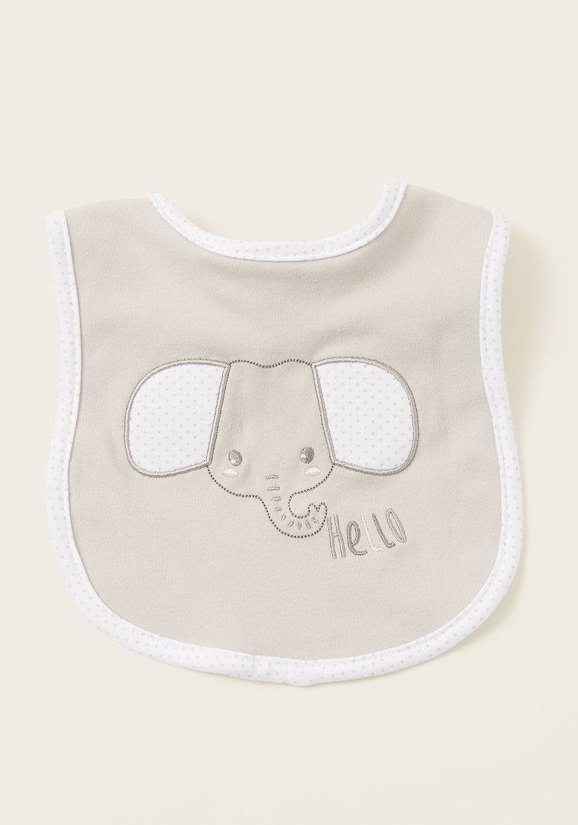 Juniors Elephant Embroidered Bib with Press Button Closure-Bibs and Burp Cloths-image-0