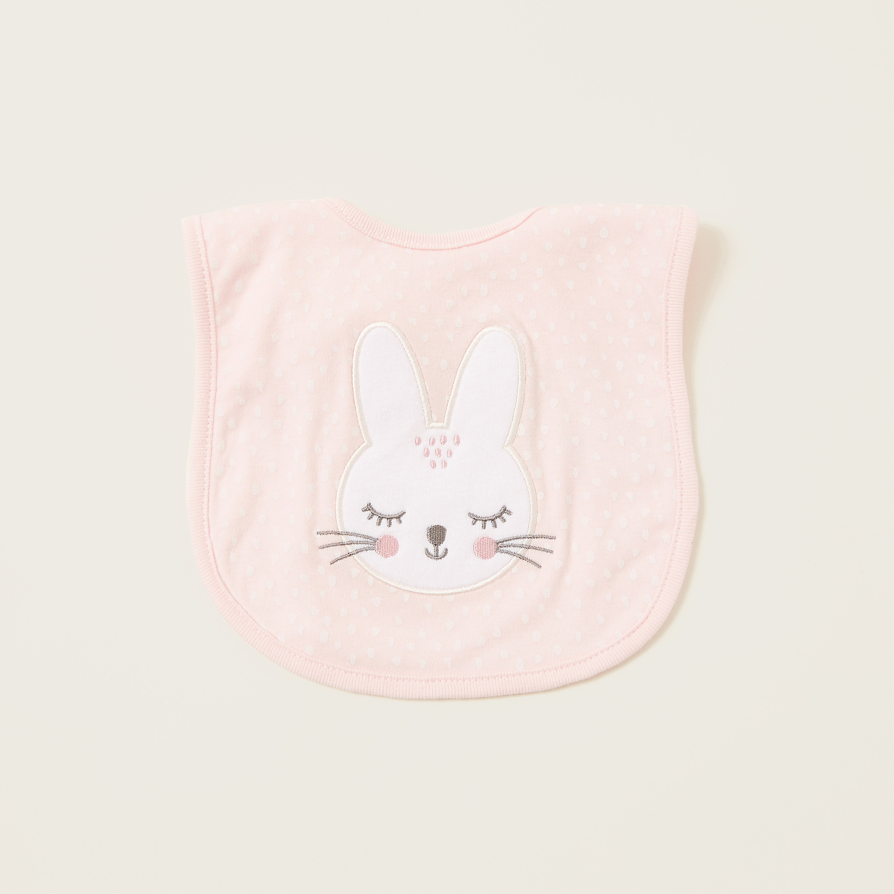 Juniors Bunny Embroidered Bib with Press Button Closure-baby-feeding-bibs-image-1