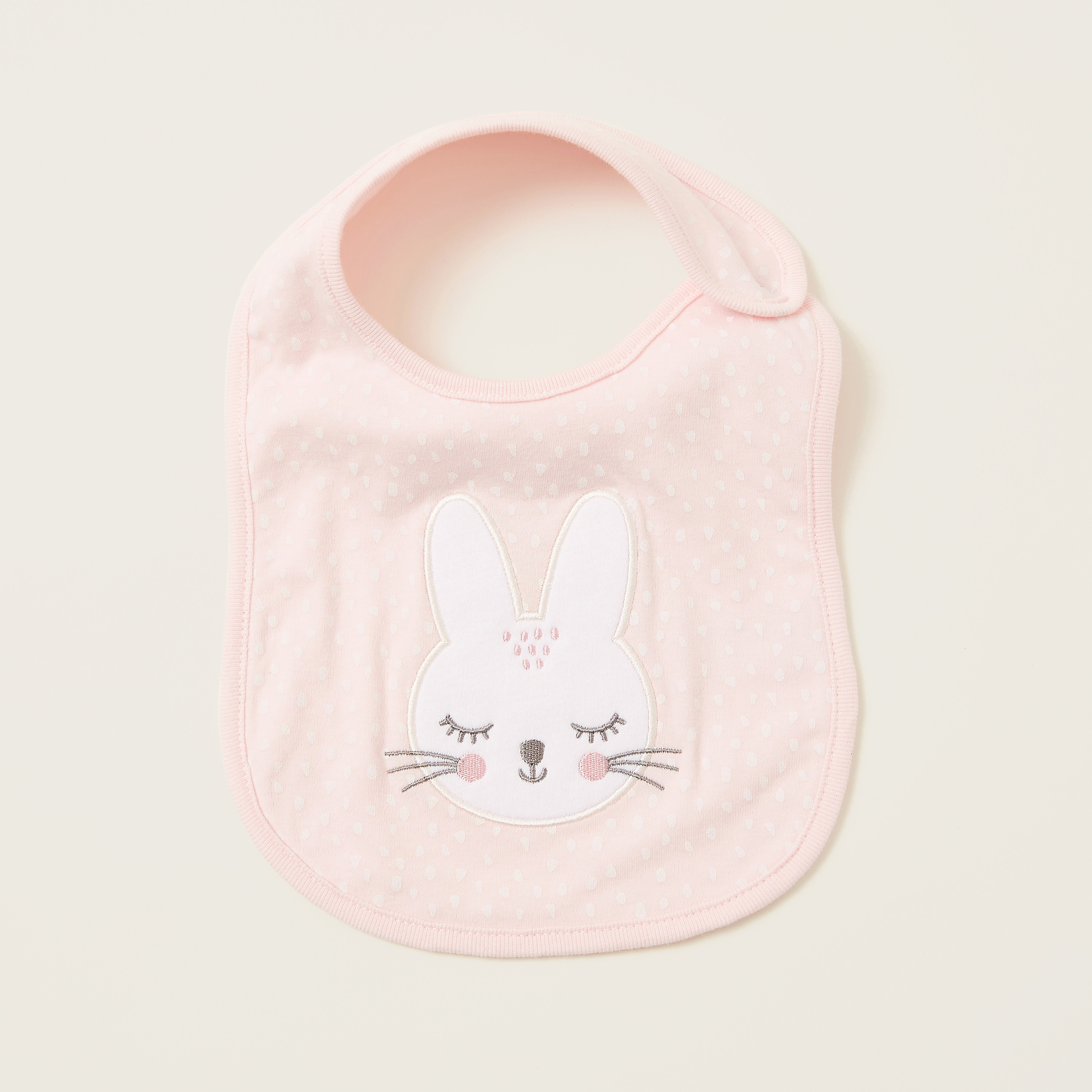 Juniors Bunny Embroidered Bib with Press Button Closure-baby-feeding-bibs-image-2
