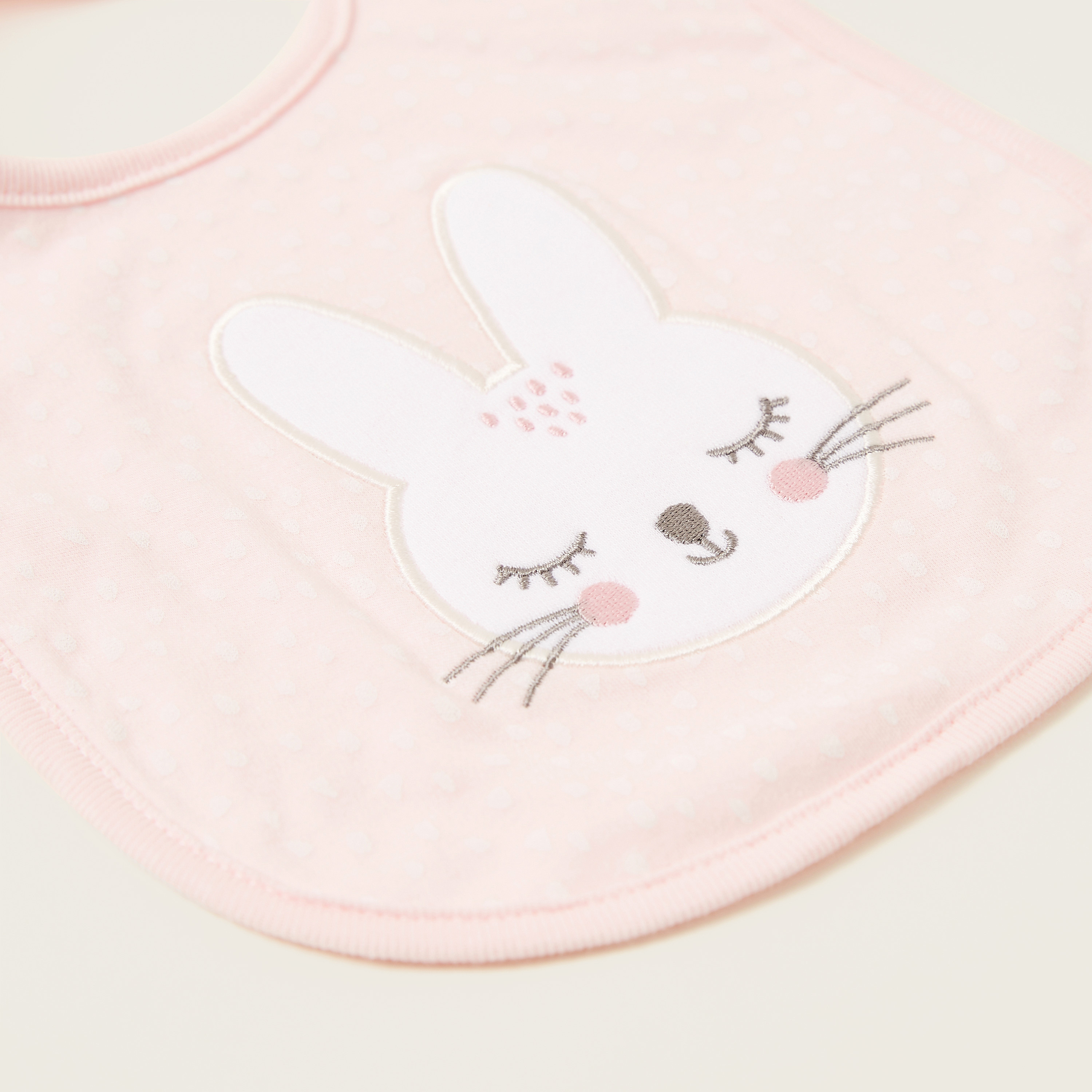 Juniors Bunny Embroidered Bib with Press Button Closure-baby-feeding-bibs-image-3