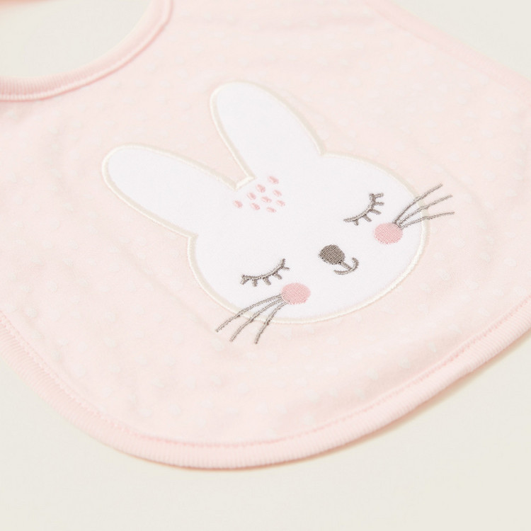 Juniors Bunny Embroidered Bib with Press Button Closure