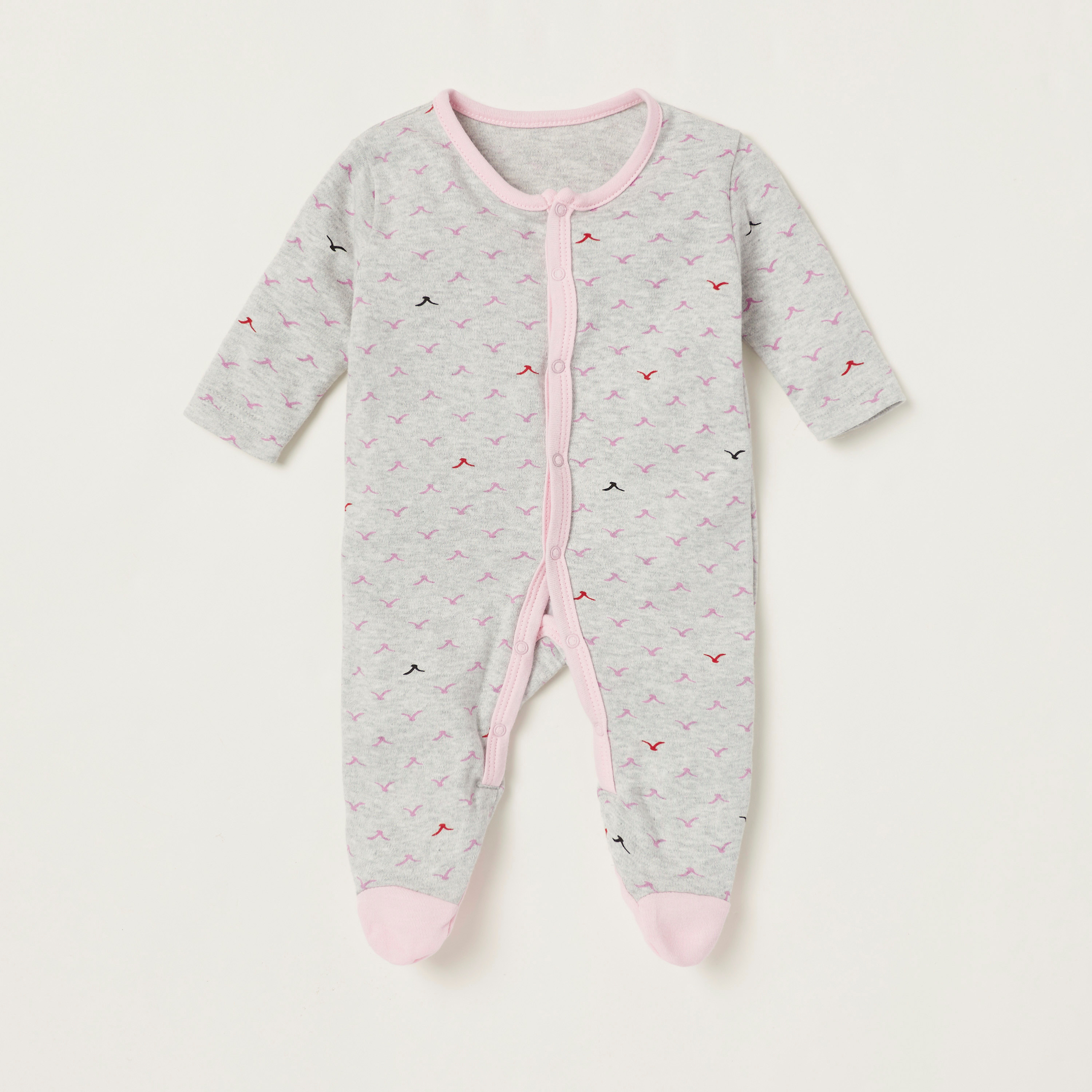 طقم نوم مُغلق القدمين بأكمام طويلة وطبعات من جونيورز- 3 قطع-baby-girls-clothing-nightwear-sleepsuits-image-2