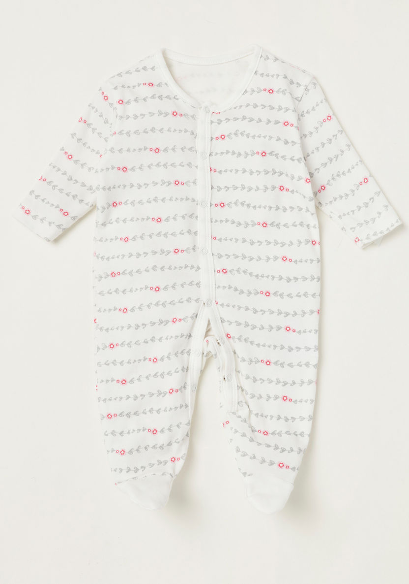 Juniors Printed Closed Feet Sleepsuit with Long Sleeves - Set of 3-Sleepsuits-image-3