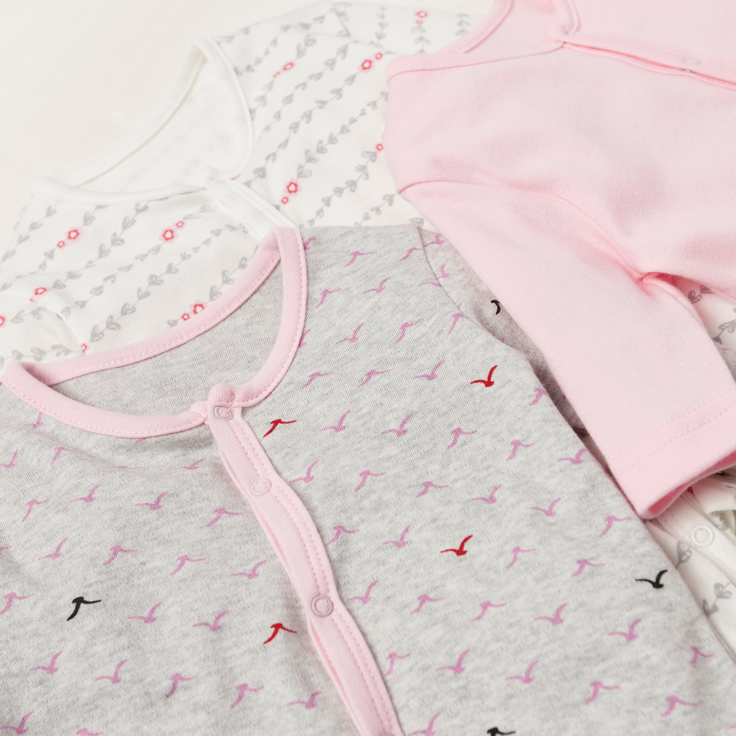 طقم نوم مُغلق القدمين بأكمام طويلة وطبعات من جونيورز- 3 قطع-baby-girls-clothing-nightwear-sleepsuits-image-5