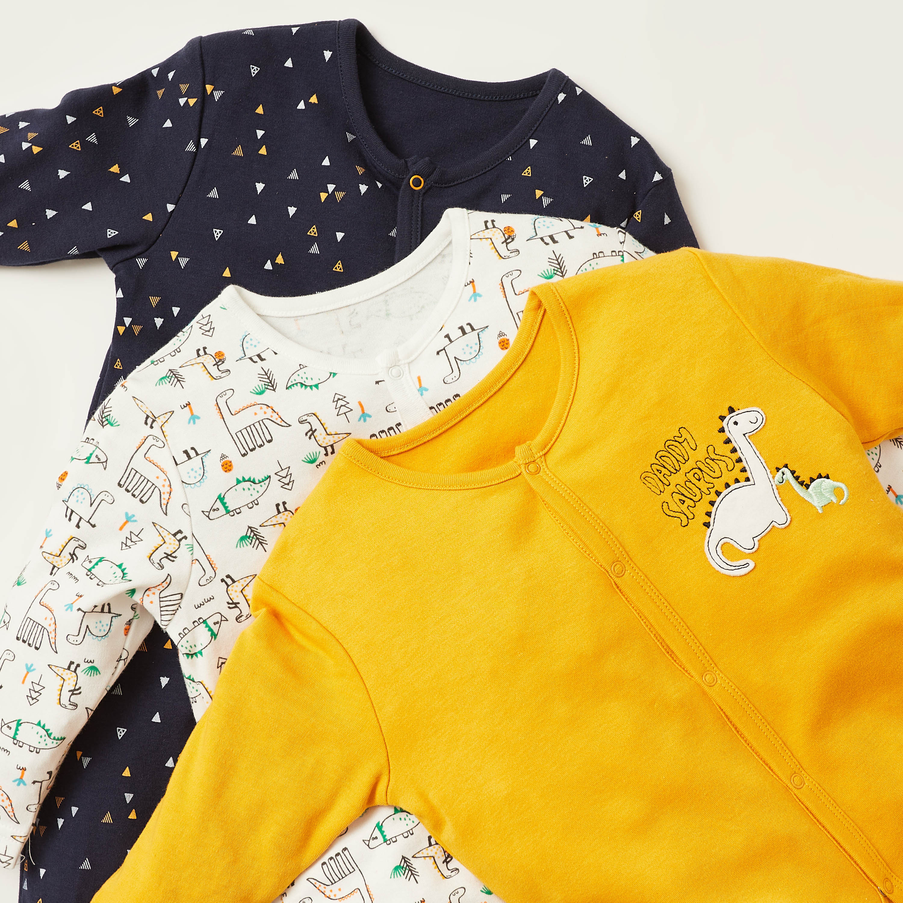 طقم نوم مُغلق القدمين بأكمام طويلة وطبعات من جونيورز-  مجموعة من 3 قطع-baby-boys-clothing-nightwear-sleepsuits-image-5