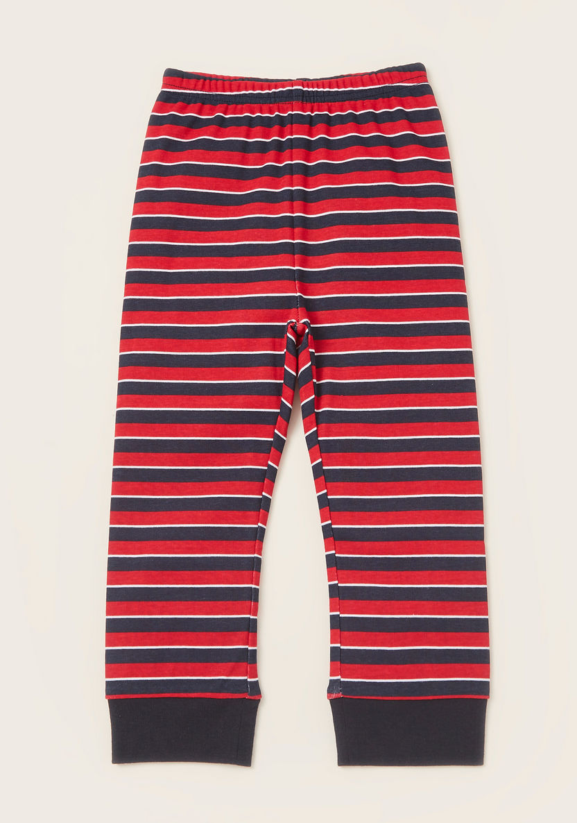 Juniors Graphic Print T-shirt and Striped Print Pyjamas Set-Pyjama Sets-image-2