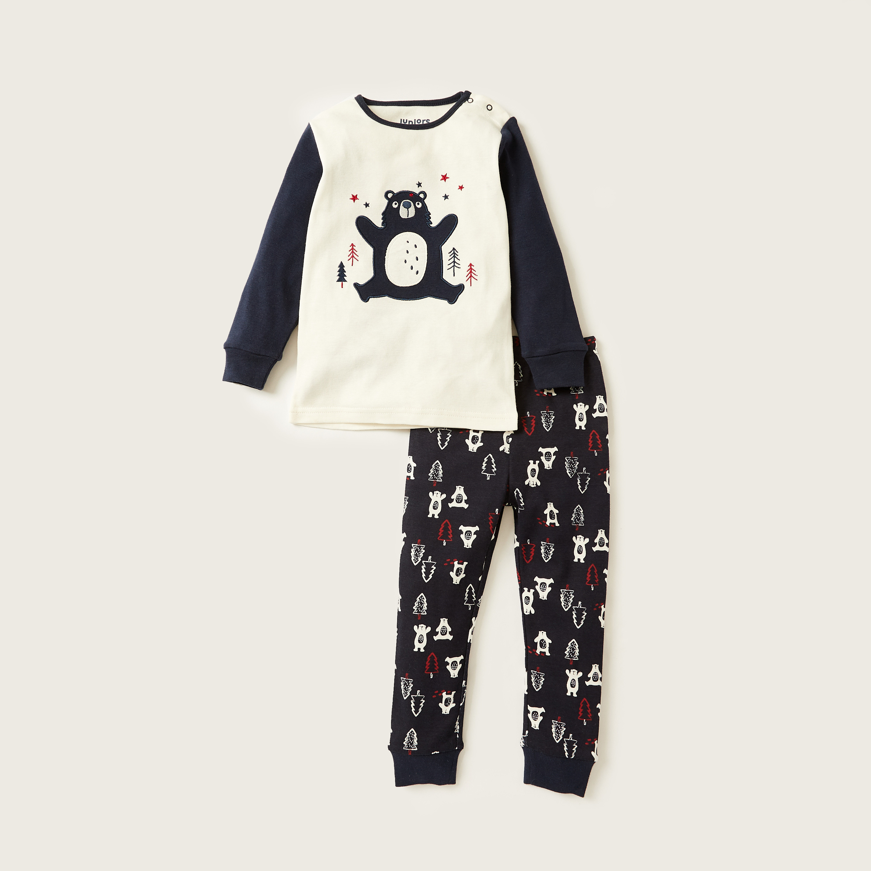 Juniors Graphic Print T-shirt and All-Over Printed Pyjamas Set-baby-boys-clothing-nightwear-pyjamasets-image-1