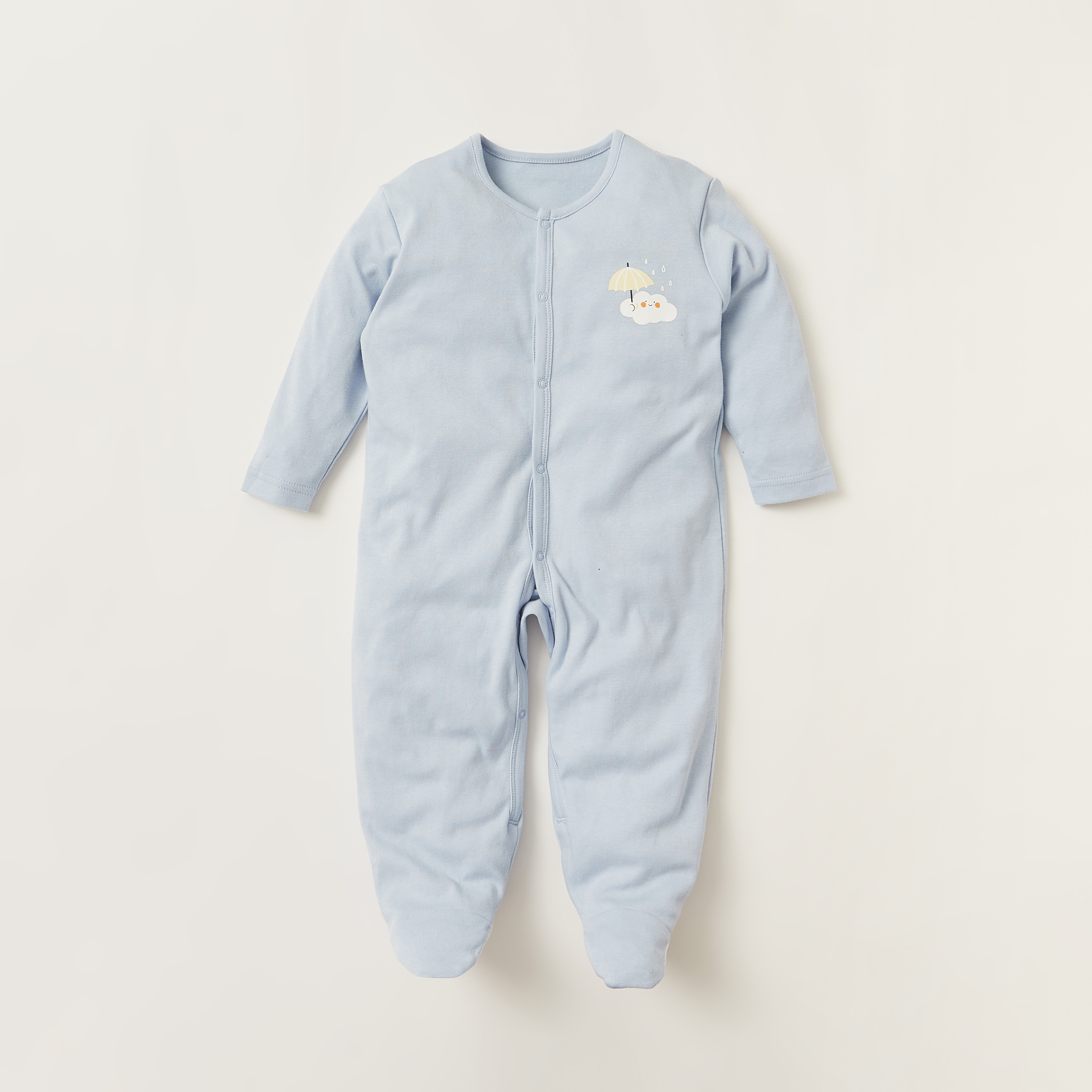 Juniors Printed Sleepsuit with Long Sleeves - Set of 3-baby-girls-clothing-nightwear-sleepsuits-image-2