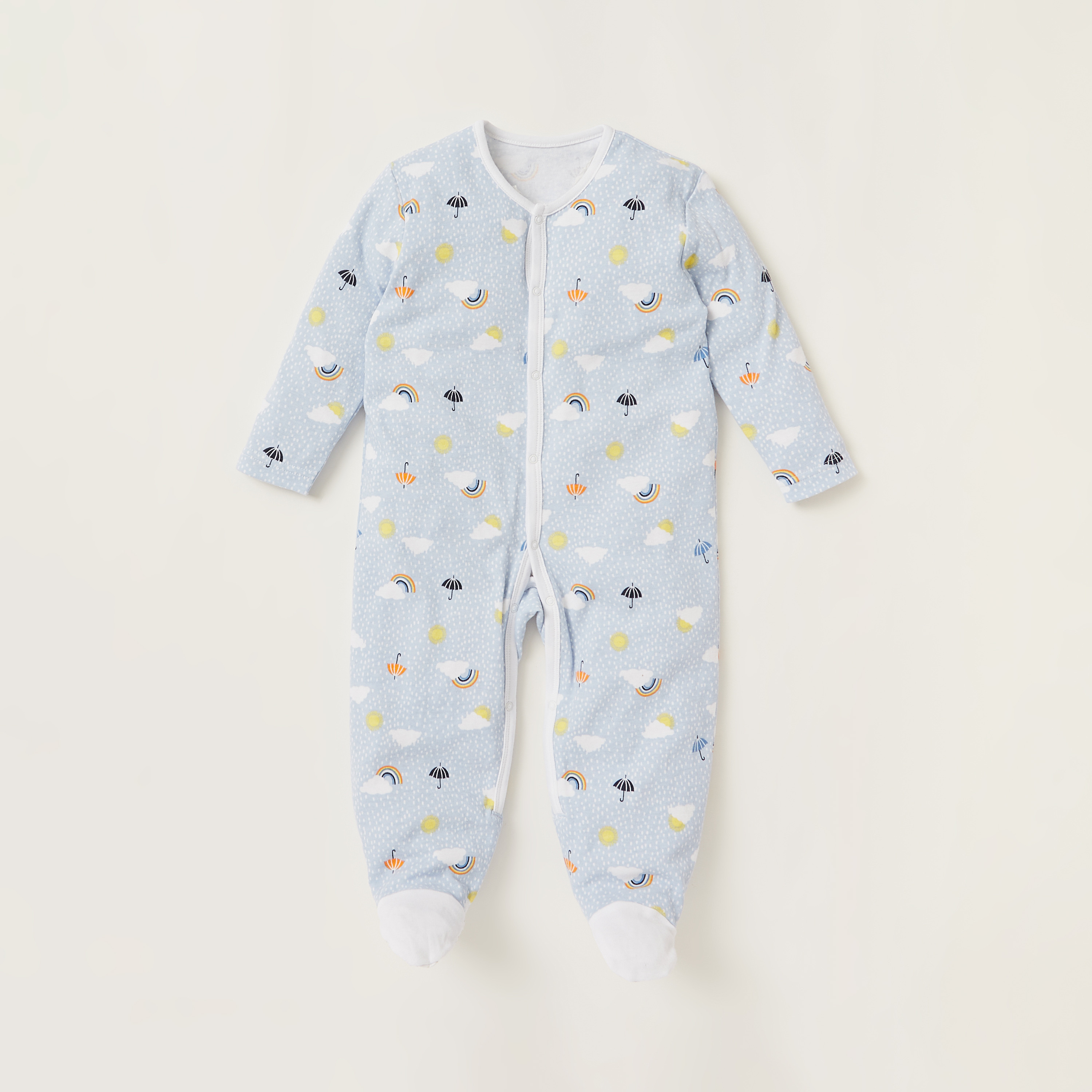 Juniors Printed Sleepsuit with Long Sleeves - Set of 3-baby-girls-clothing-nightwear-sleepsuits-image-3