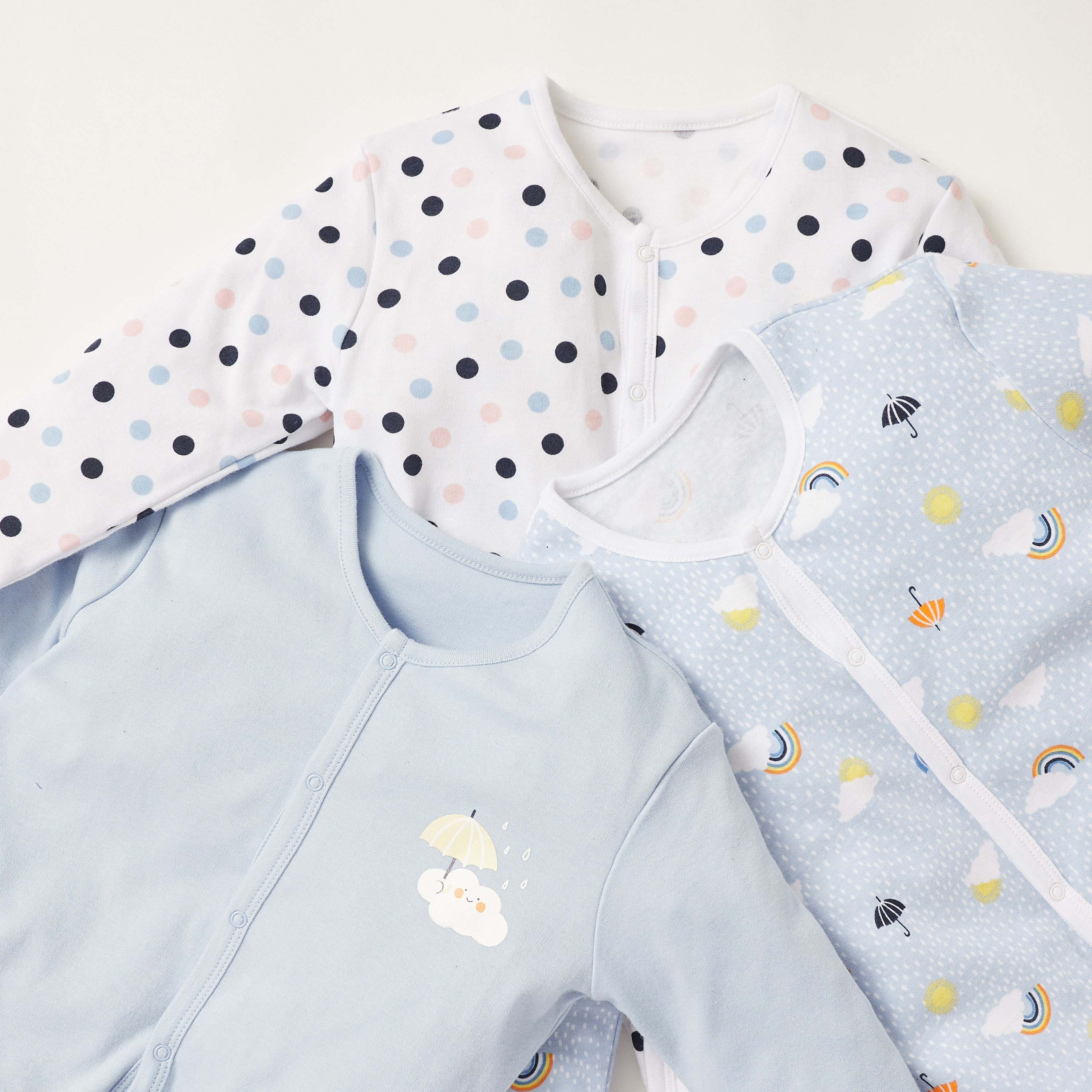Juniors Printed Sleepsuit with Long Sleeves - Set of 3-baby-girls-clothing-nightwear-sleepsuits-image-5