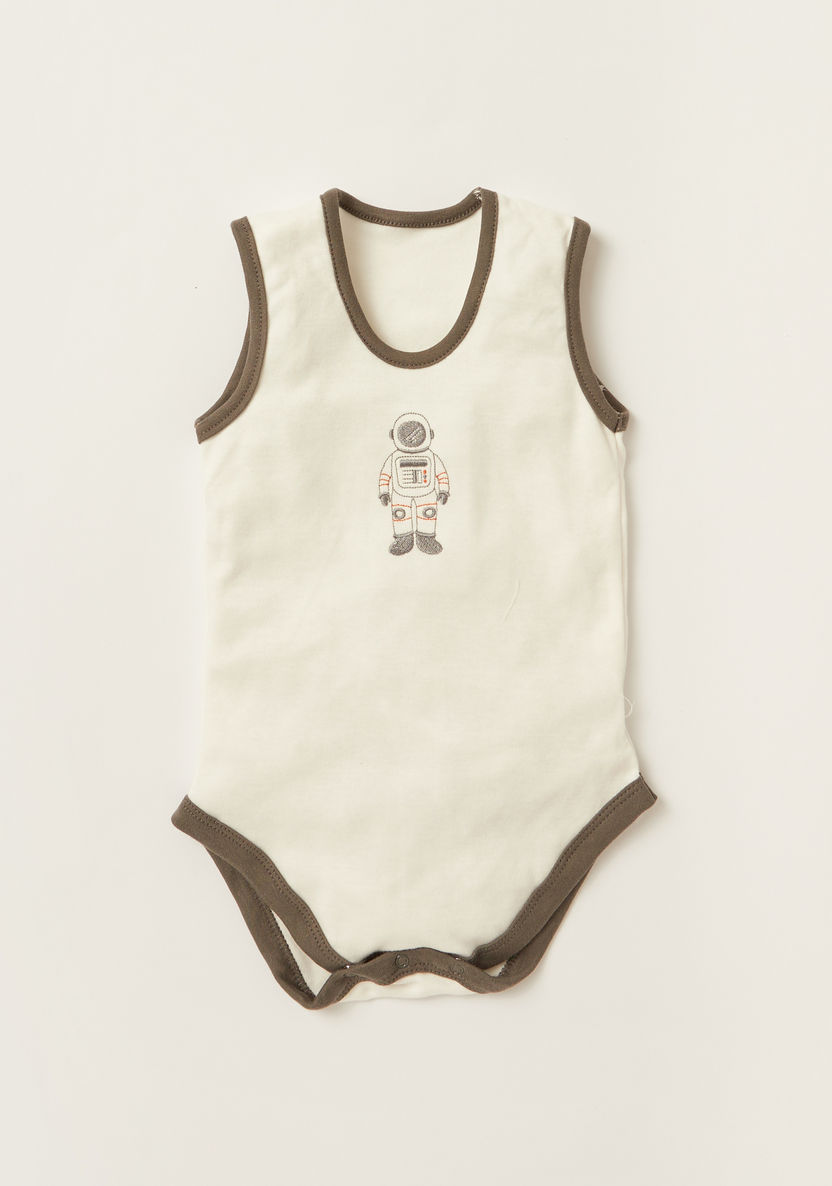 Juniors Printed Sleeveless Bodysuit with Press Button Closure - Set of  3-Bodysuits-image-1