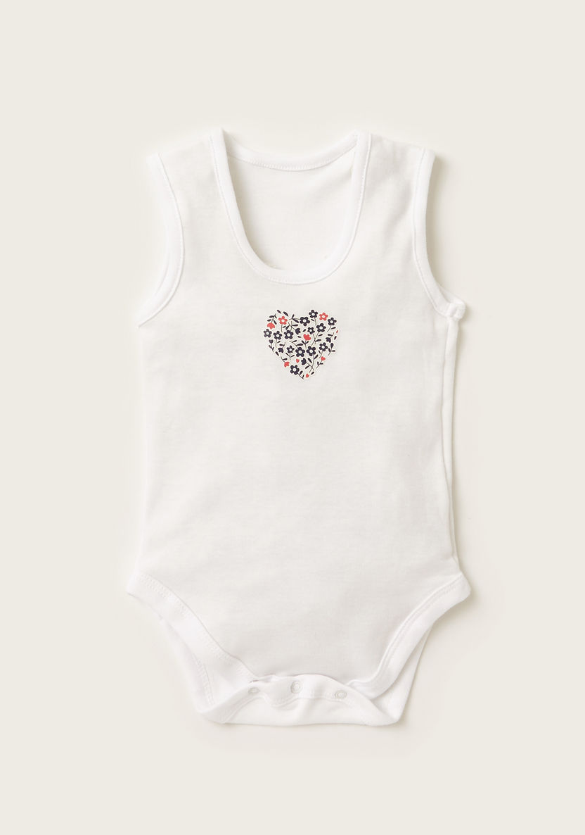 Juniors Printed Sleeveless Bodysuit with Press Button Closure - Set of  3-Multipacks-image-1