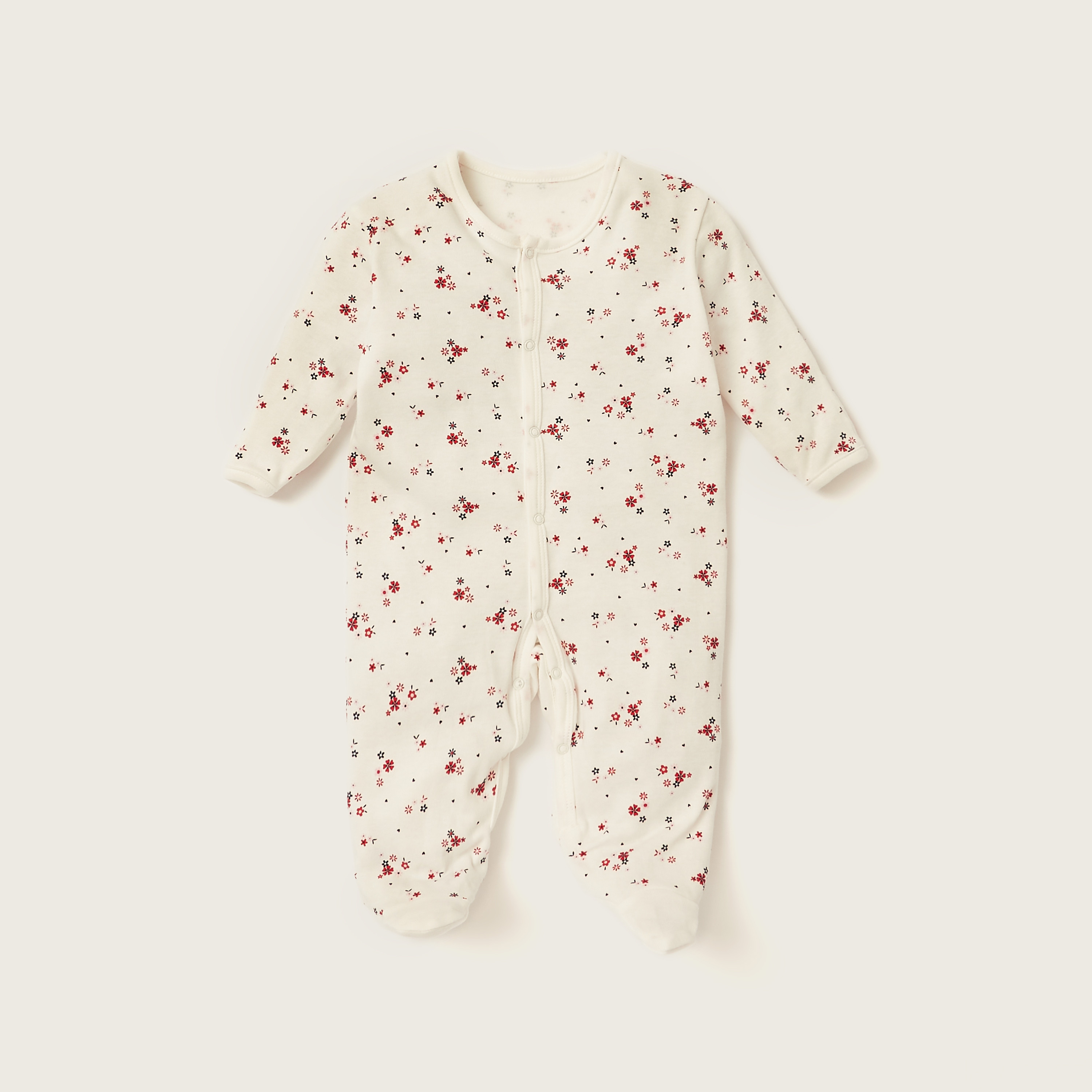 طقم نوم مُغلق القدمين بأكمام طويلة وطبعات من جونيورز -  مجموعة من 3 قطع-baby-girls-clothing-nightwear-sleepsuits-image-2